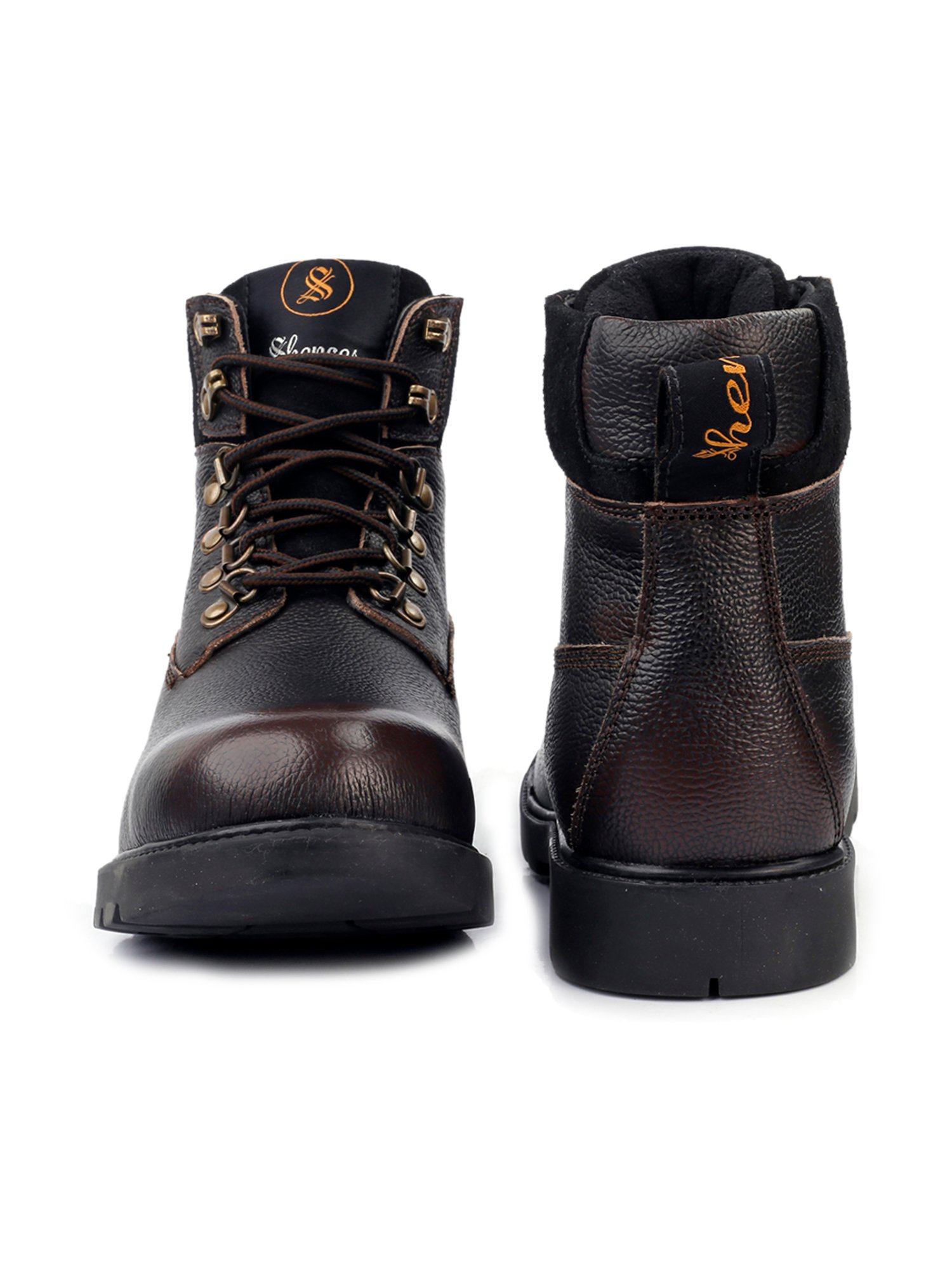 Shences Men's Brown Biker Boots