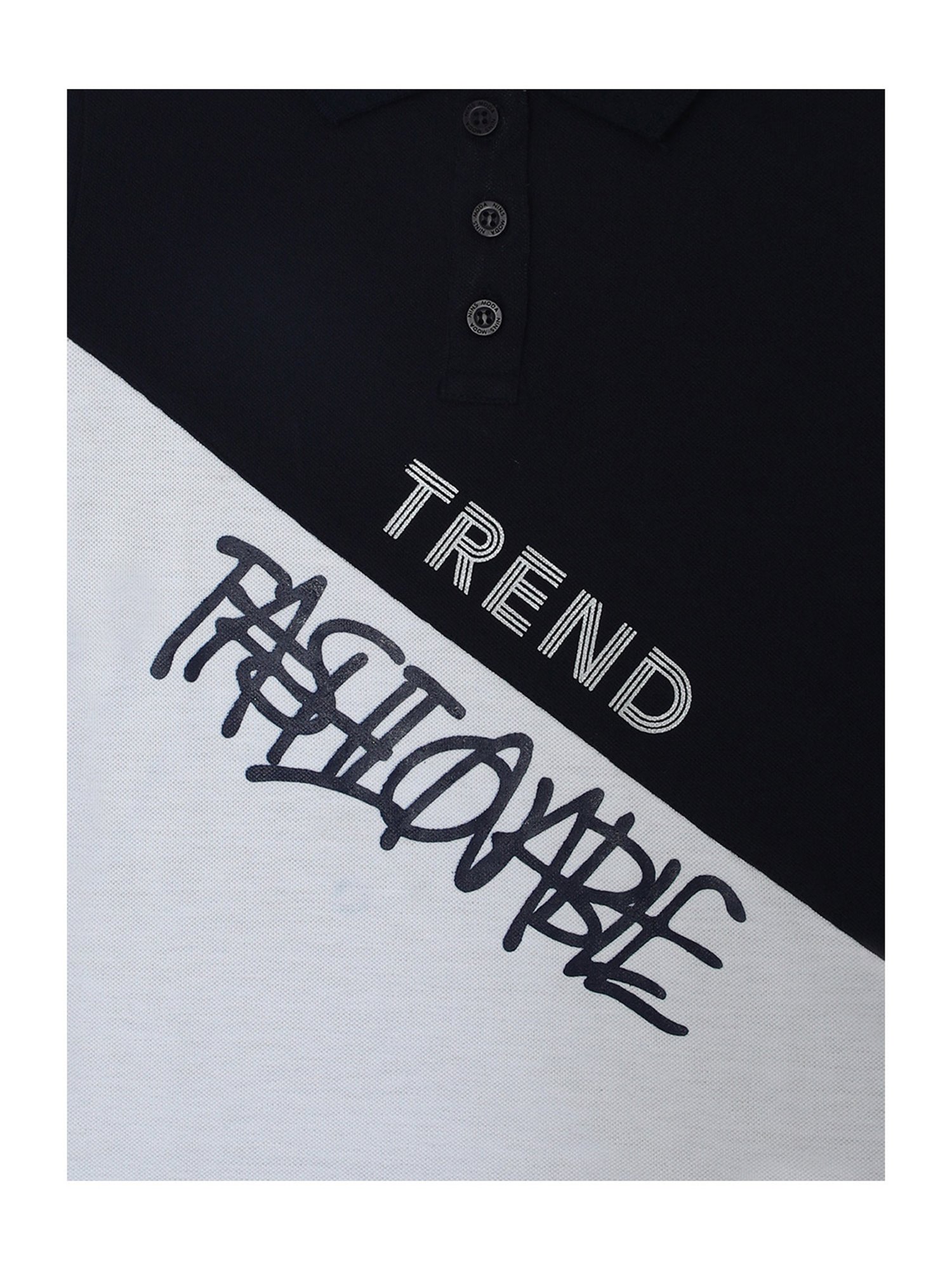 NINS MODA Kids Navy & White Printed Polo T-Shirt