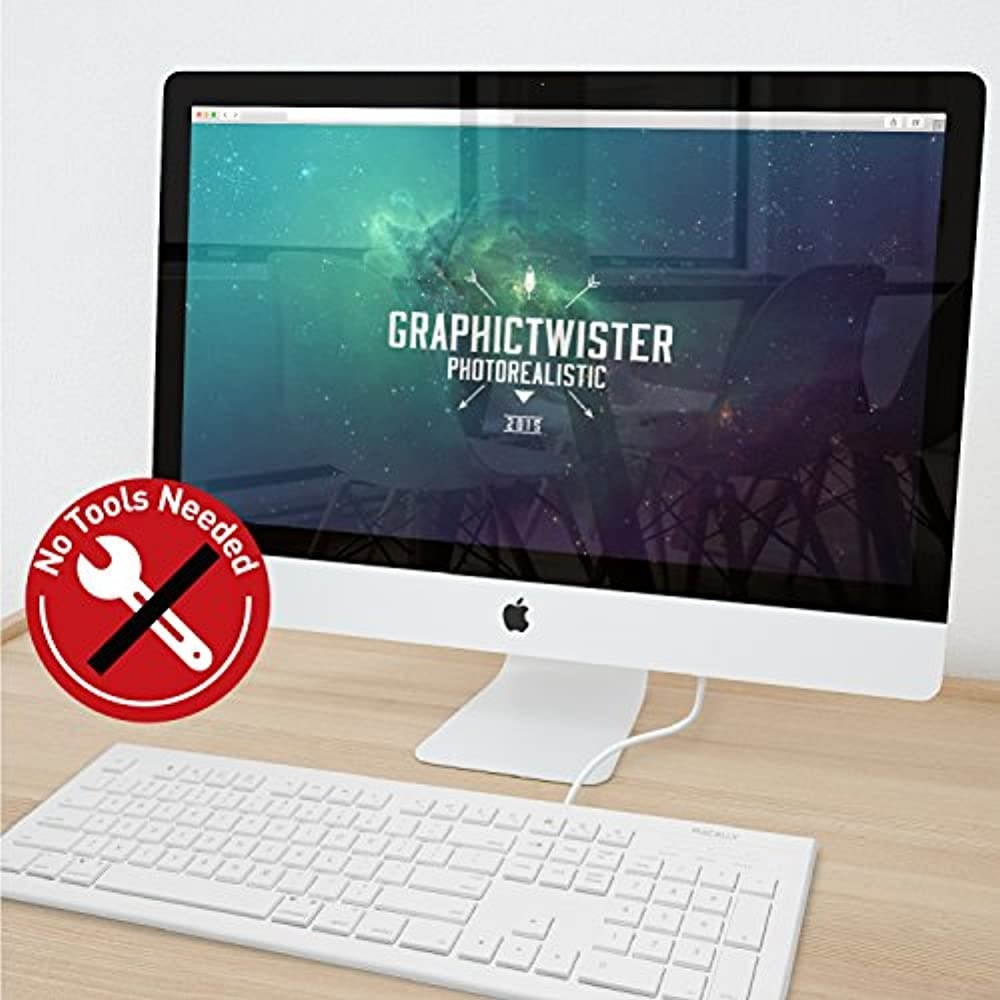 Macally Full Size  (MKEYE) for Mac and PC (White) w/Shortcu... USB Wired Keyboard