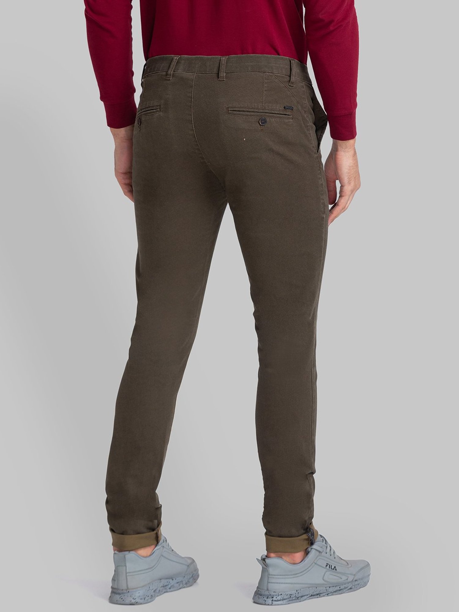 WES Casuals by Westside Olive Relaxed-Fit Mid-Rise Cotton Blend Joggers