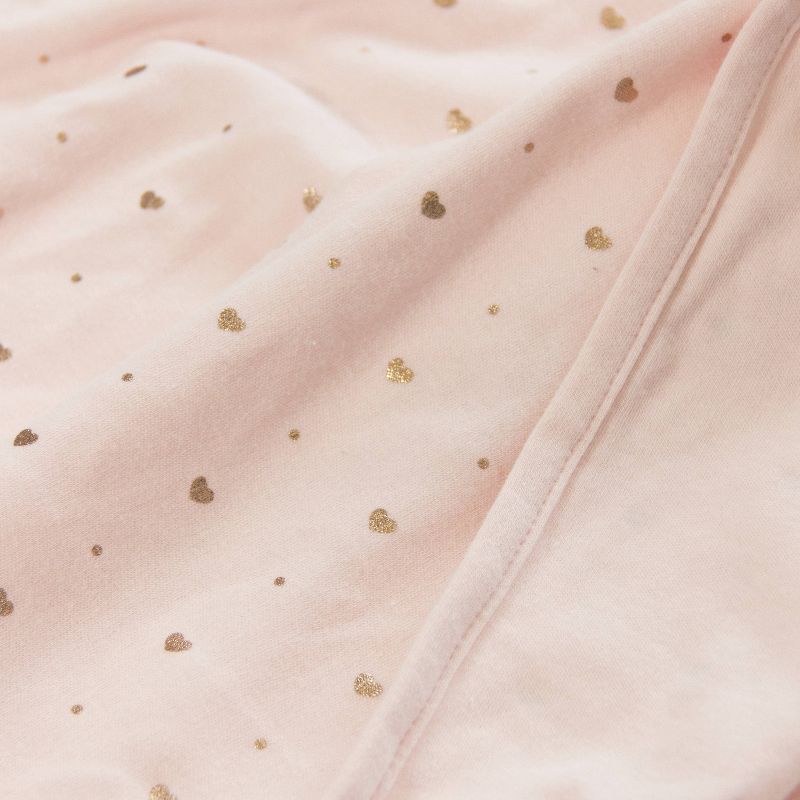 Living Textiles Baby Swaddle Blanket Pink - Metallic Hearts