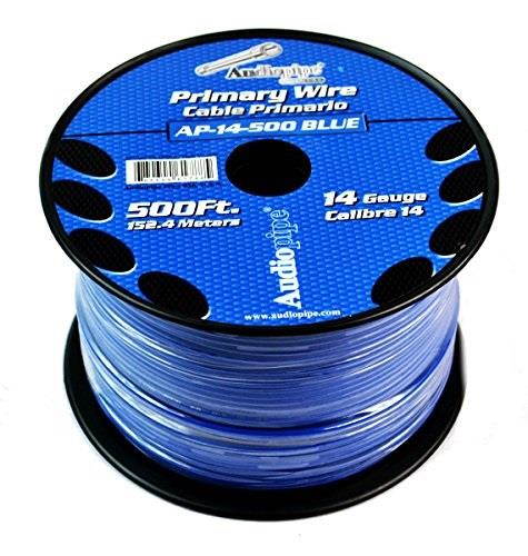audiopipe blue 500' feet 14 gauge awg car audio primary power cable remote wire