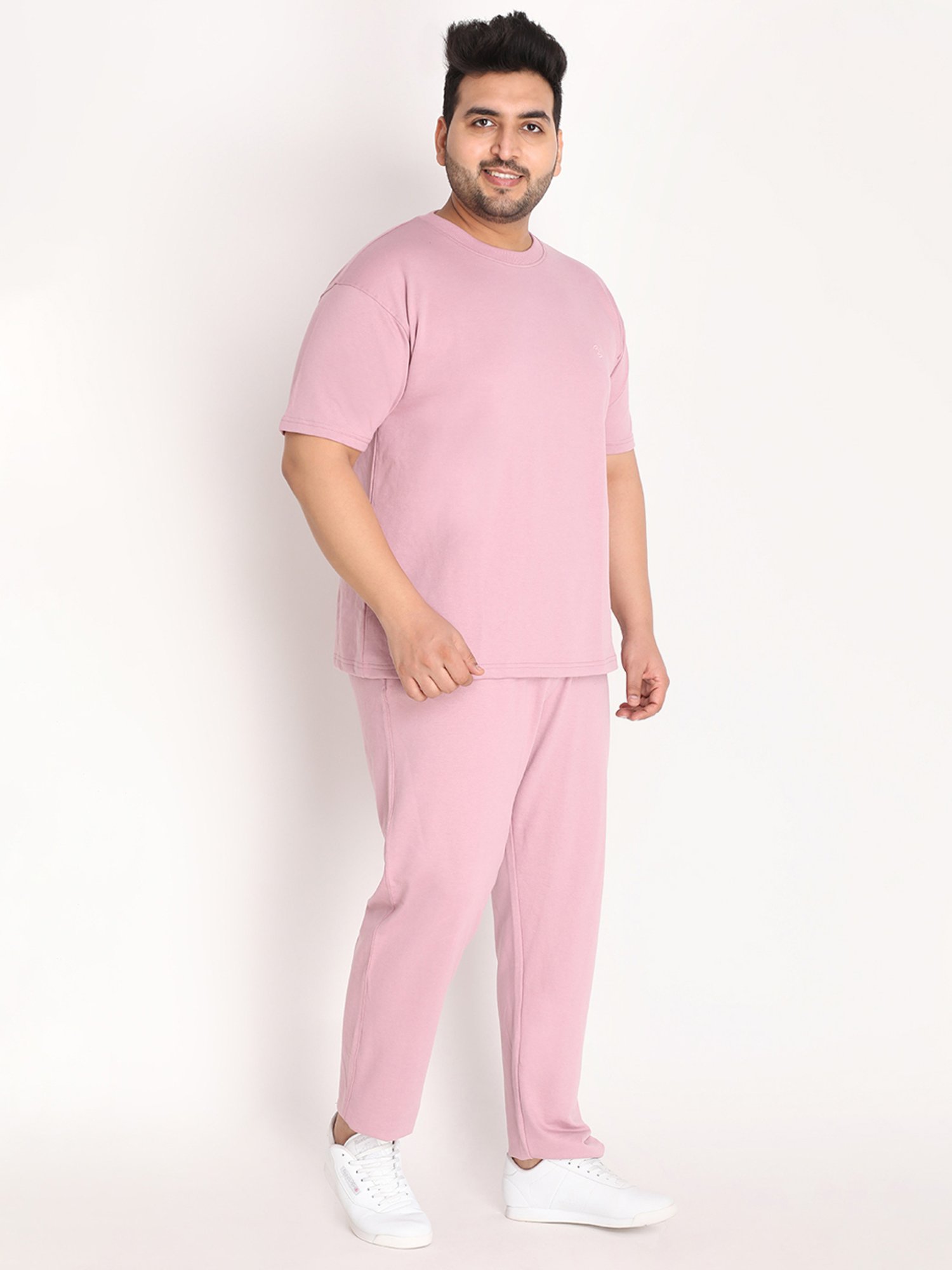 Chkokko Pastel Pink Cotton Relaxed Fit Track Suit