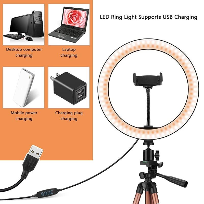10quot Selfie Ring Light with 50quot Tripod Stand amp Phone Holder for Makeup Live Stream LED Camera Ring Light with Remote Shutter for Photography and YouTube Video Compatible with iPhone amp Android