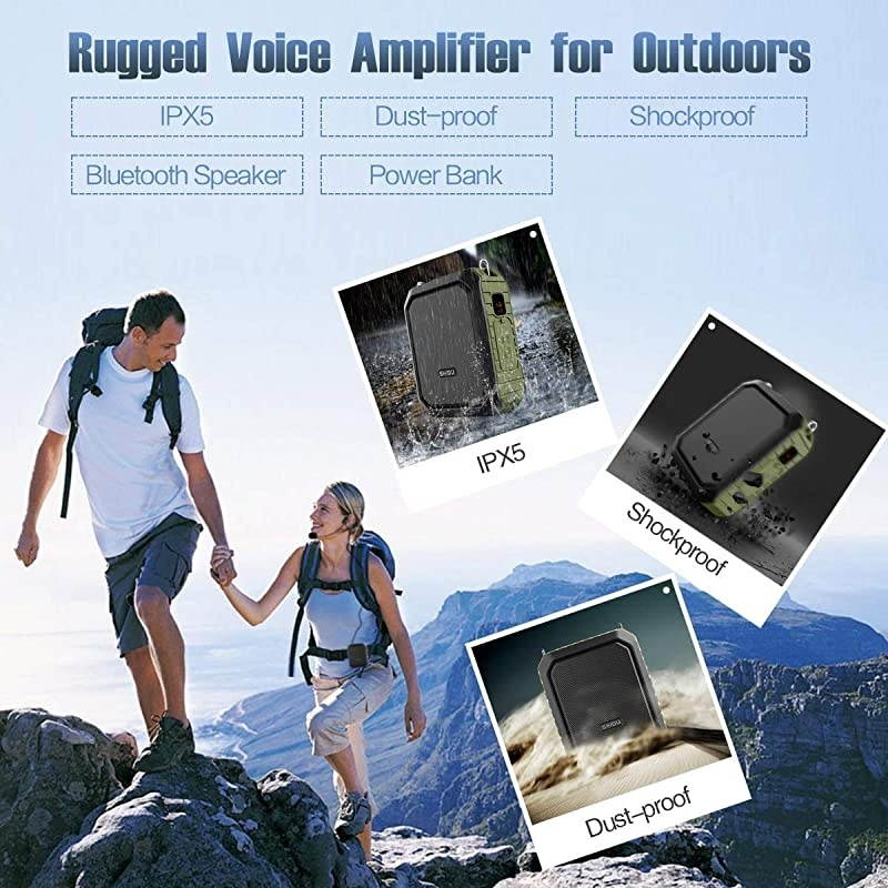 Voice Amplifier Personal Portable Microphone Headset 18W Hear Loud All in One Bluetooth Speaker Waterproof Recording AUX Jack for Teachers Outdoor Speech Tour Guide