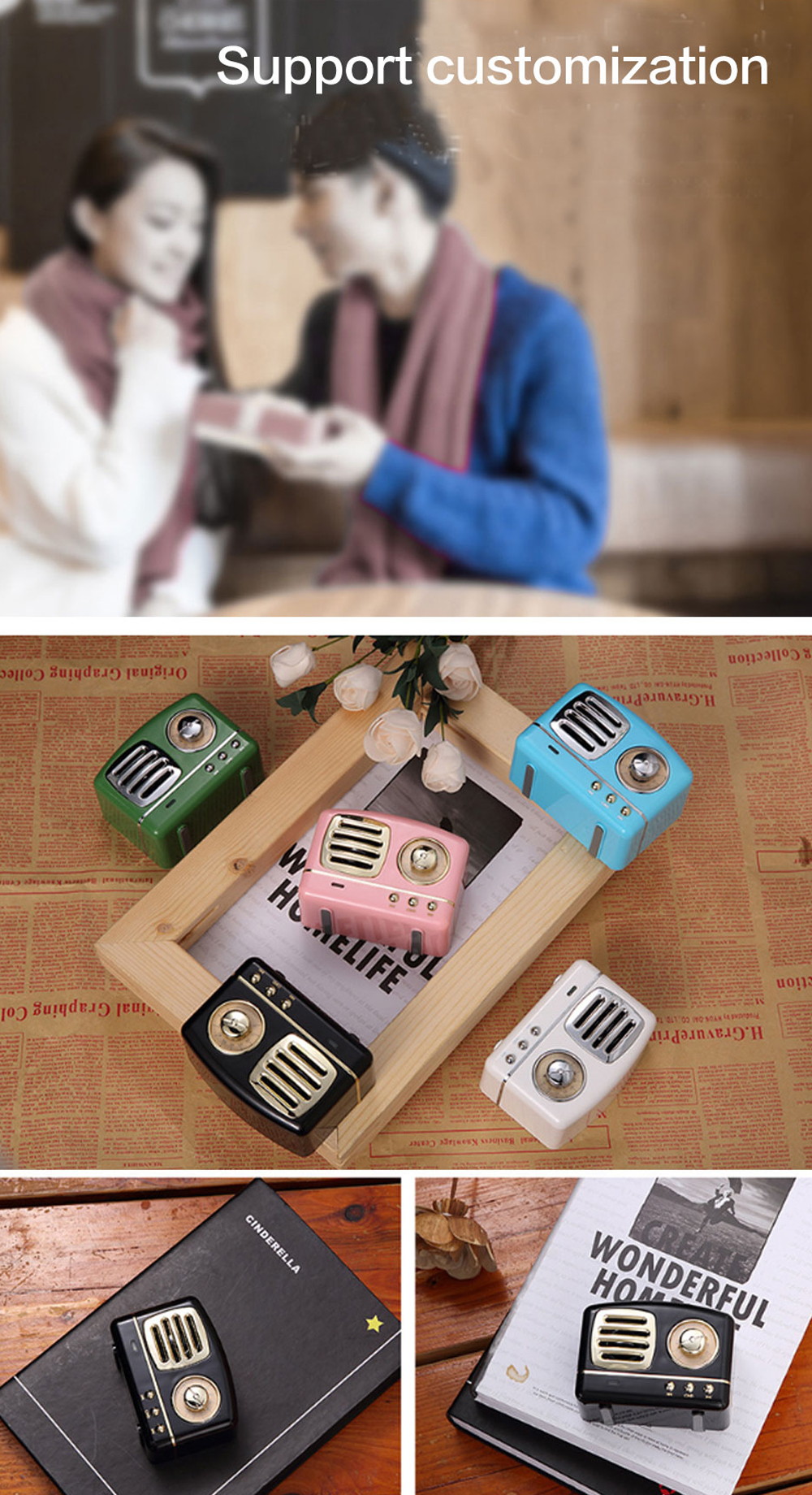 R1280DB Powered Bluetooth Bookshelf Speakers - Optical Input - Wireless Studio Monitors - 4 Inch Near Field Speaker - 42w RMS - Wood Grain