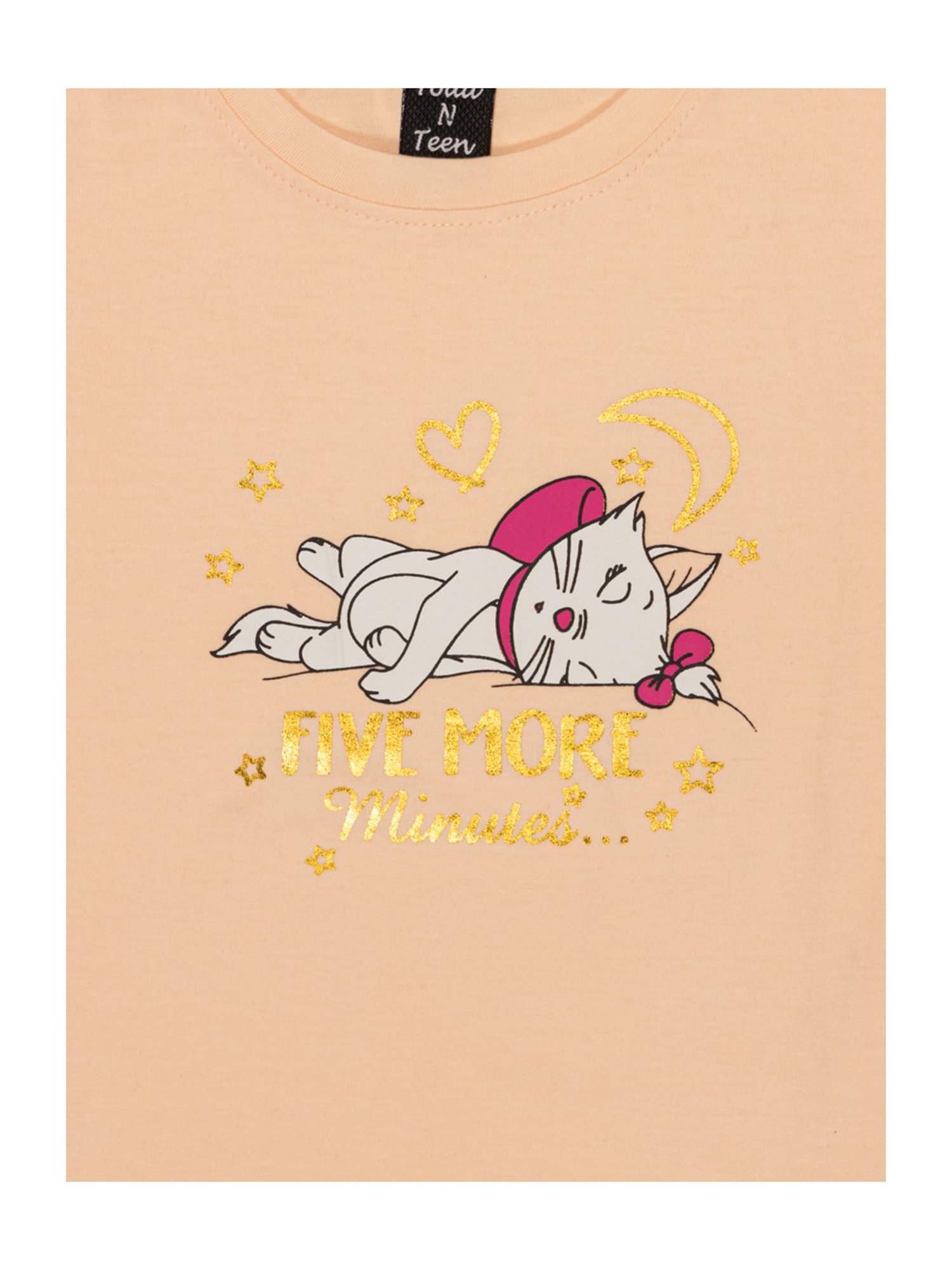 Todd N Teen Kids Peach Cotton Graphic Print T-Shirt & Pants