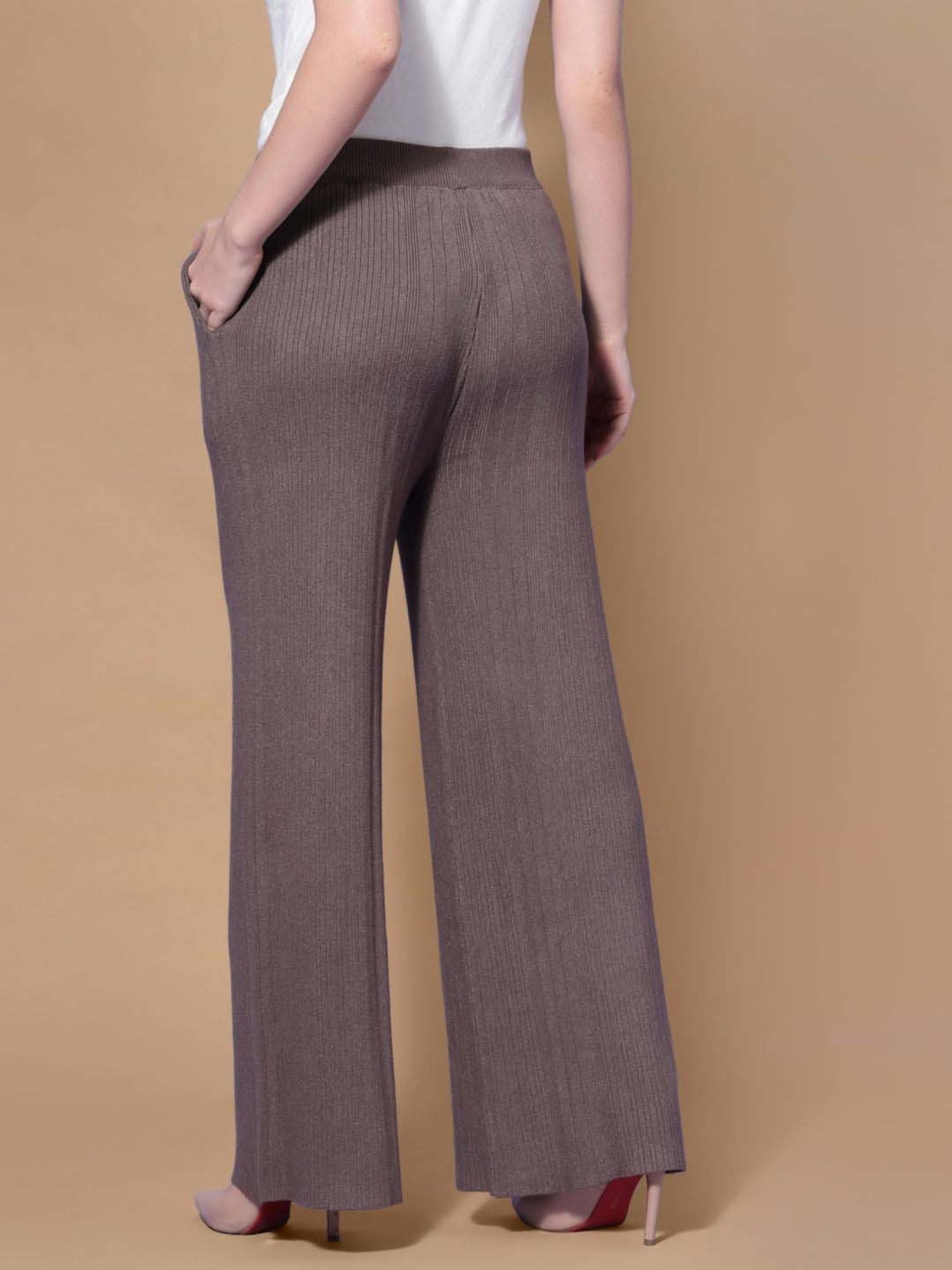 Mafadeny Brown Self Pattern Palazzos