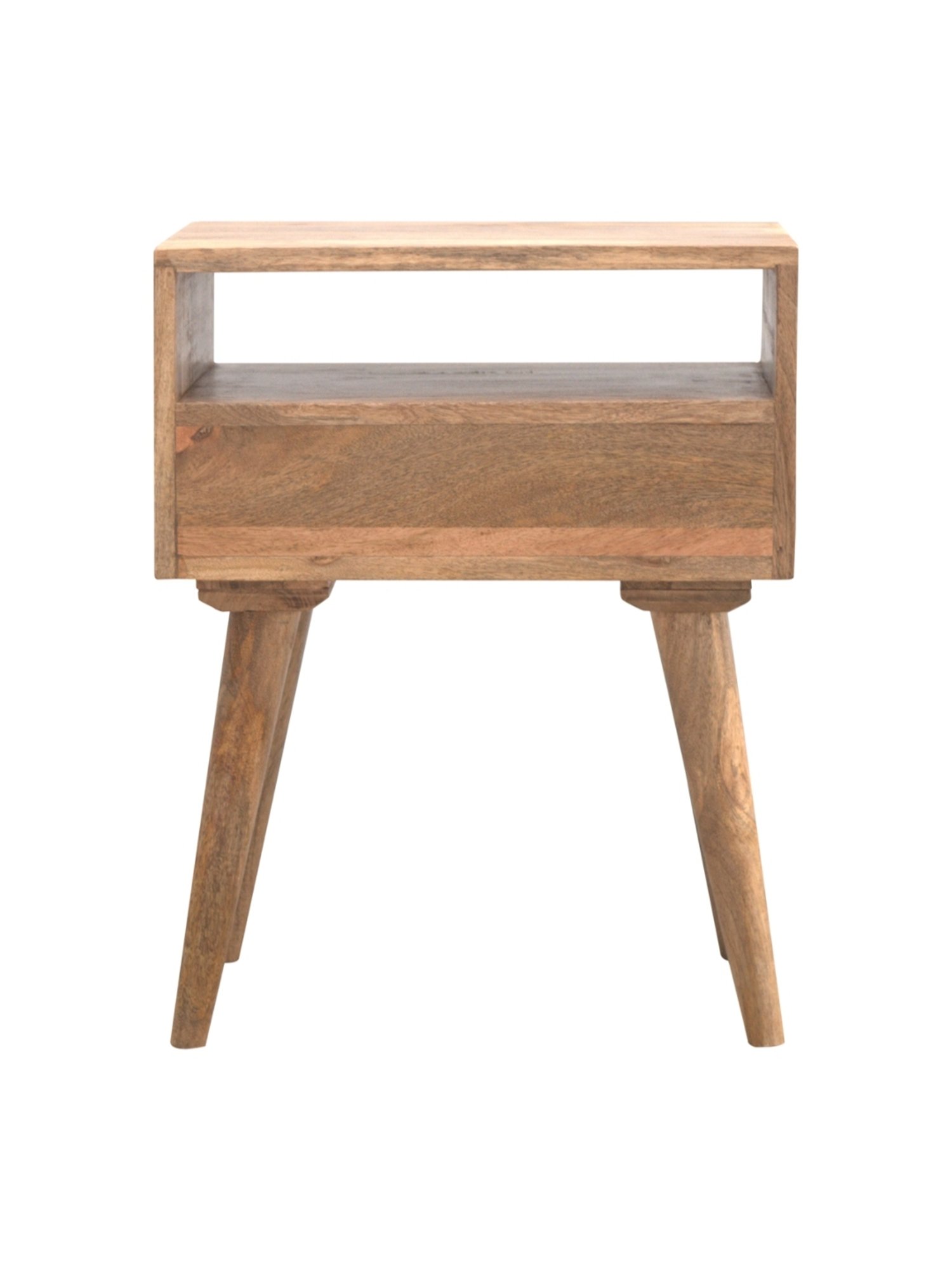 Artisan Furniture Solid Brown Mango Wood Open Slot Side Table