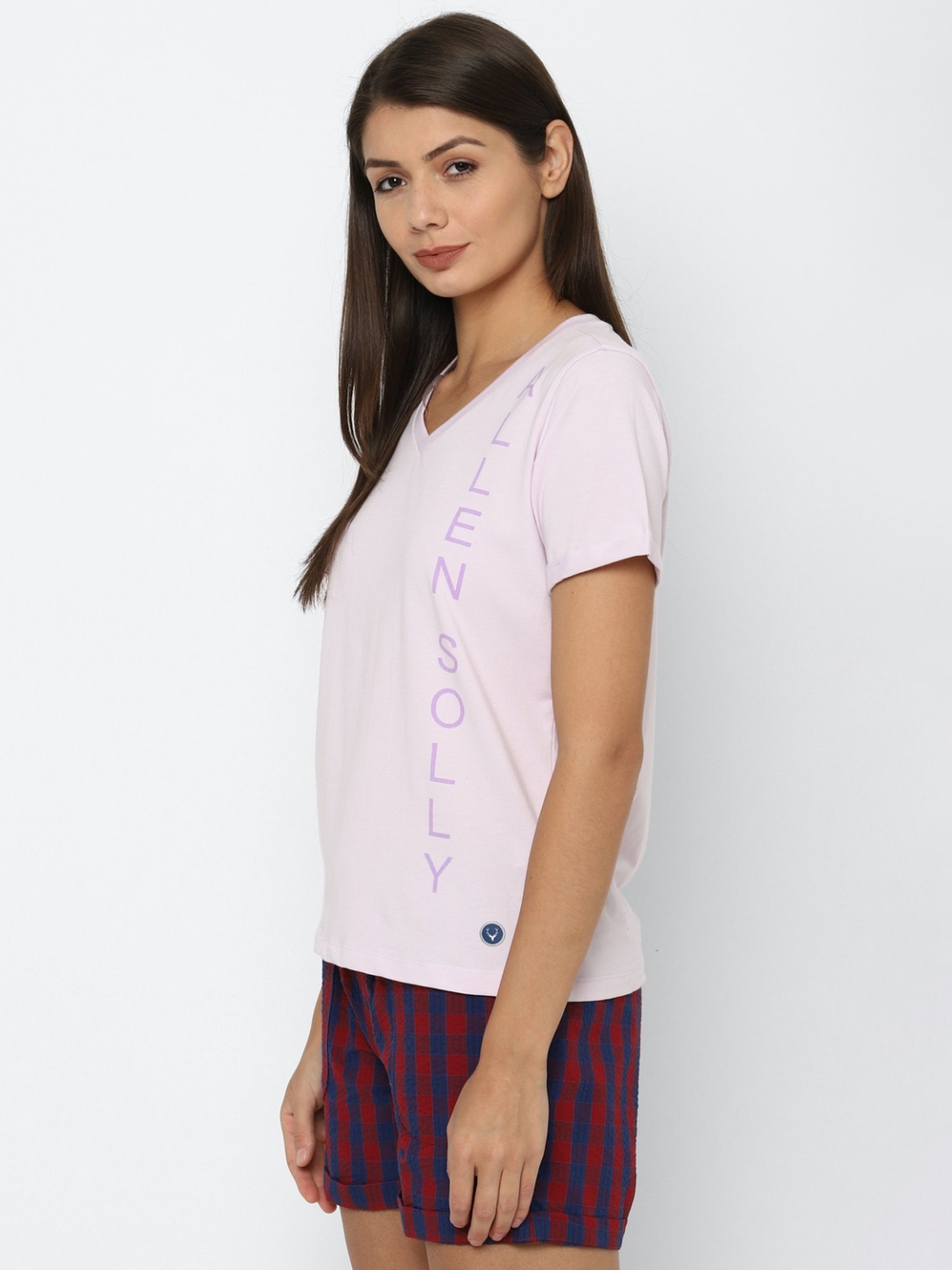 Allen Solly Pink Cotton Printed T-Shirt