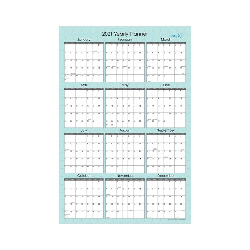 2021 Laminated Calendar 36" x 24" Picadilly - Blue Sky