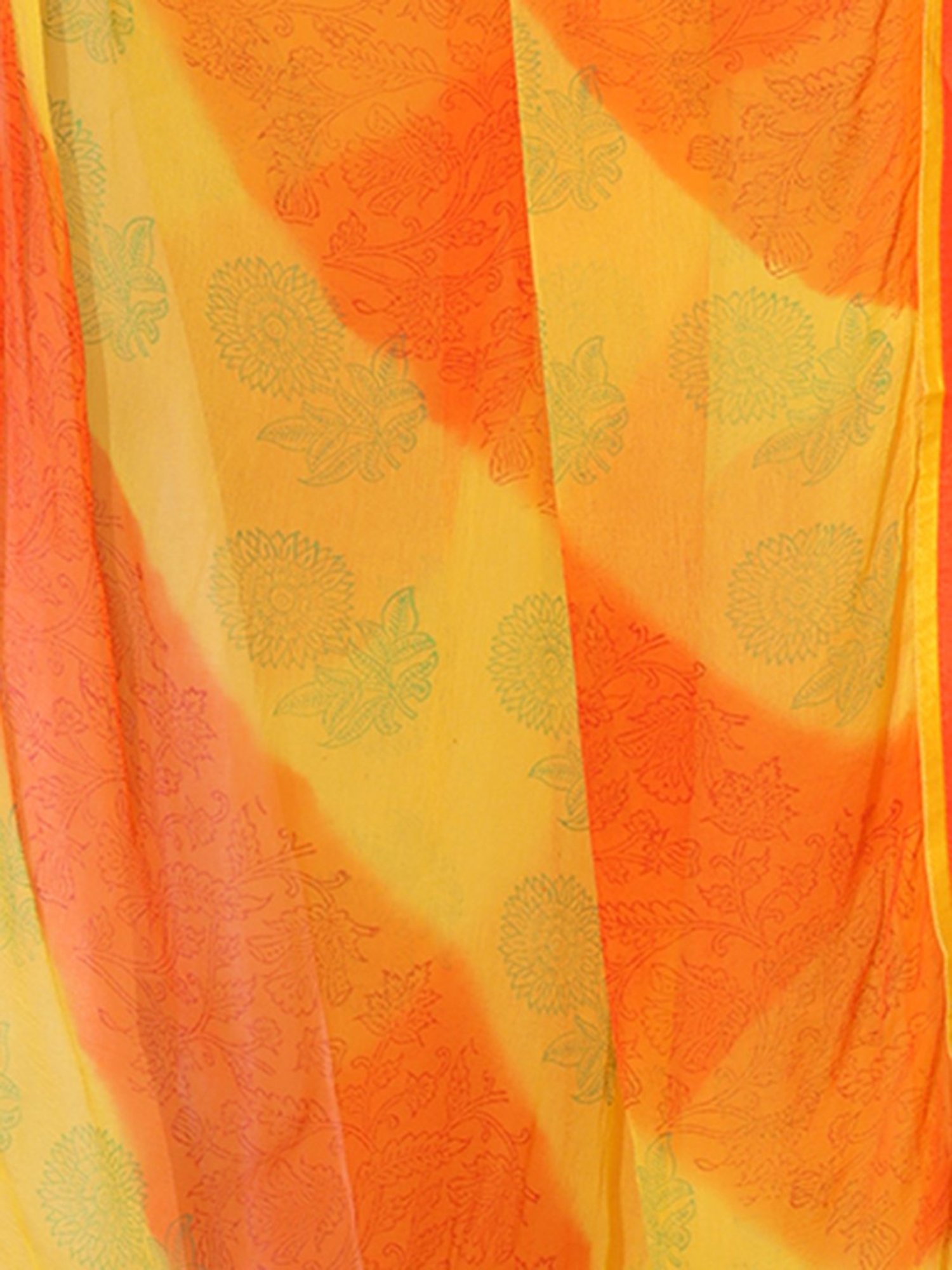 DECKEDUP Orange & Yellow Printed Dupatta