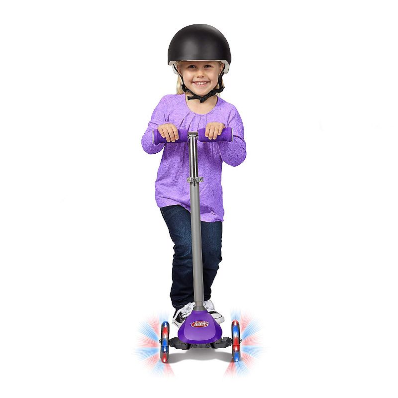 Radio Flyer 549BZ Lean 'N Glide Kids 3-Wheel Scooter w/ Light Up Wheels, Purple