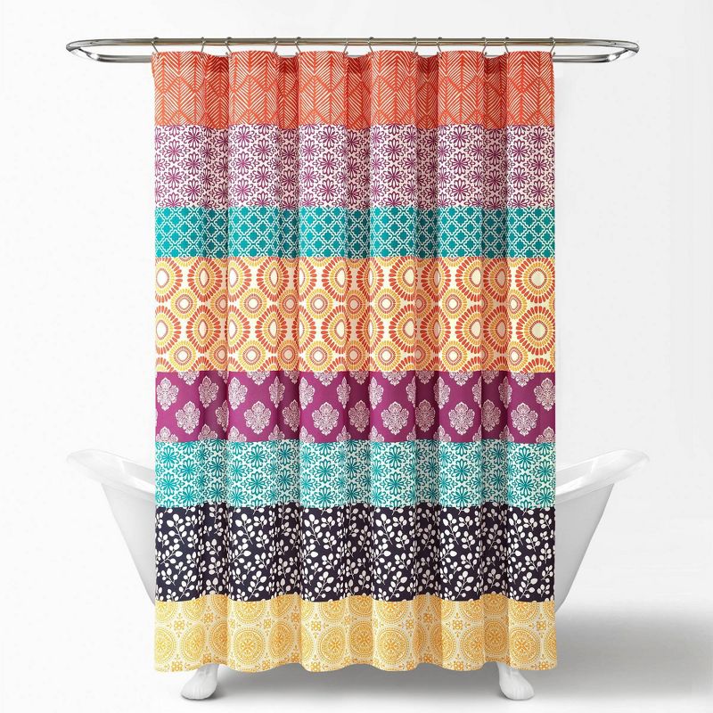 Bohemian Striped Shower Curtain Orange - Lush Décor