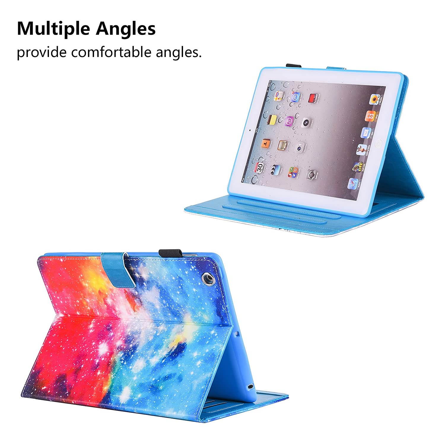iPad Case, iPad 2/3/4 Case, Dteck Multi-Angle Viewing Folio Protective Cover with Auto Sleep Wake Smart Protective Wallet Cover for Apple iPad 2, iPad 3 & iPad 4th Generation, Star Party