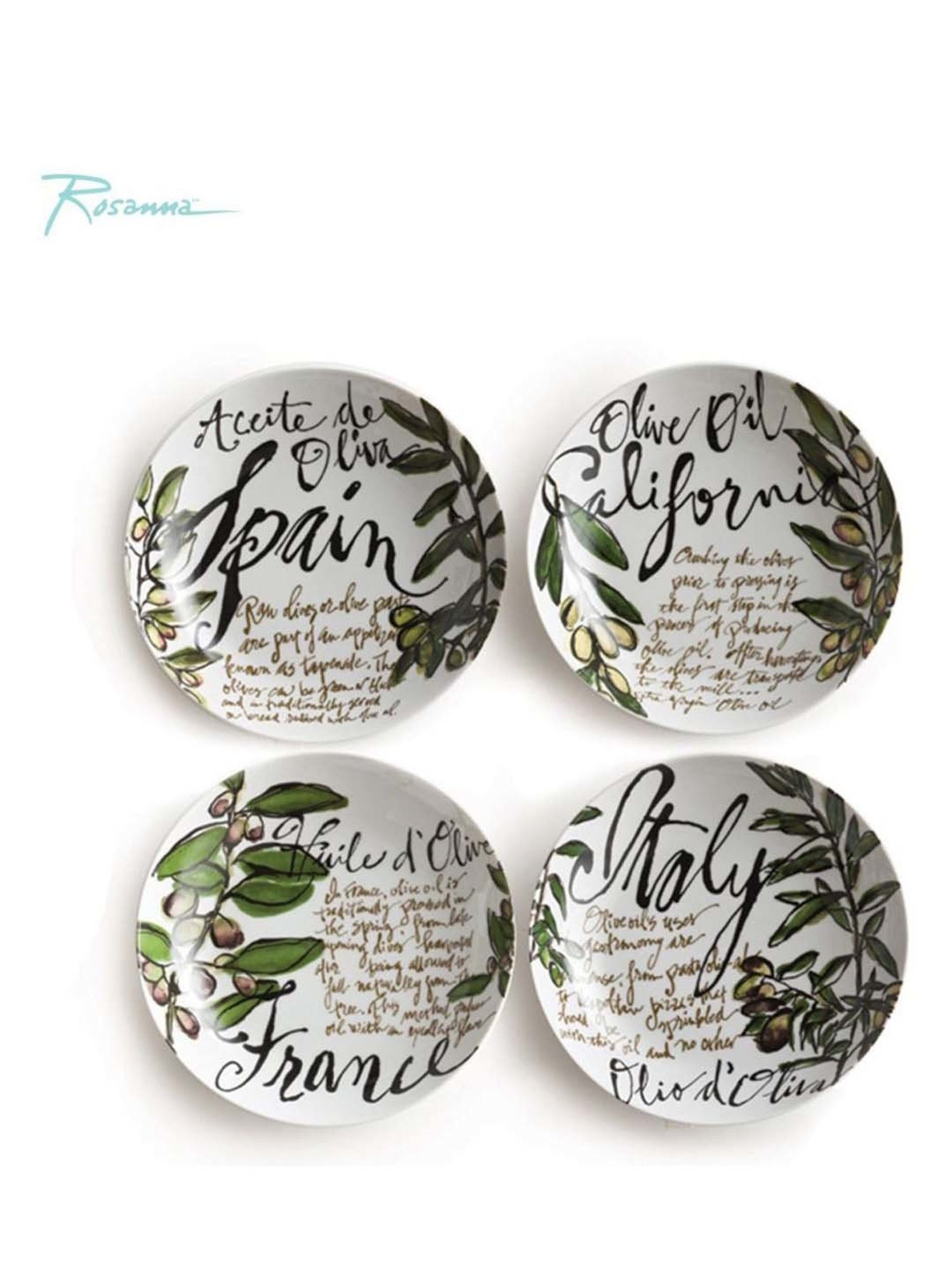 Rosanna 4-Piece Multi Medium Olive Oil Printed Bowl Set