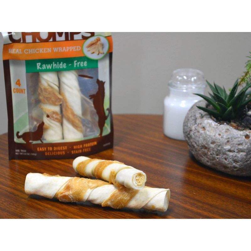 Nutri Chomps Pork Chomps Real Chicken Wrapped Chewy Twists Dog Treats - 5"