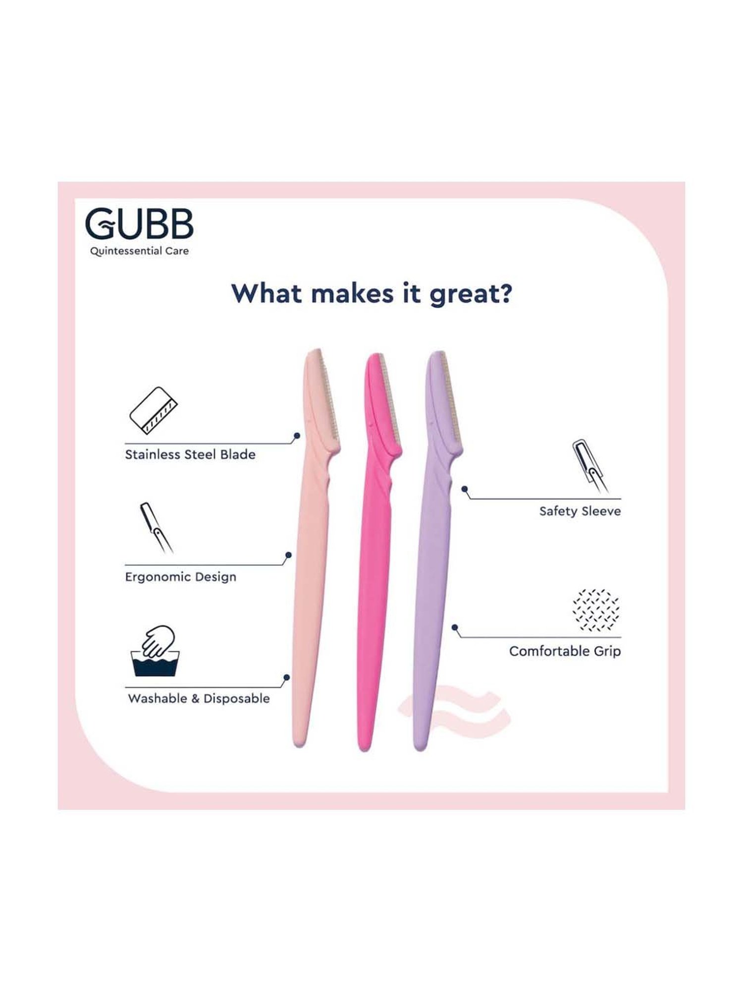 GUBB Face & Eyebrow Razor (Pack of 3)