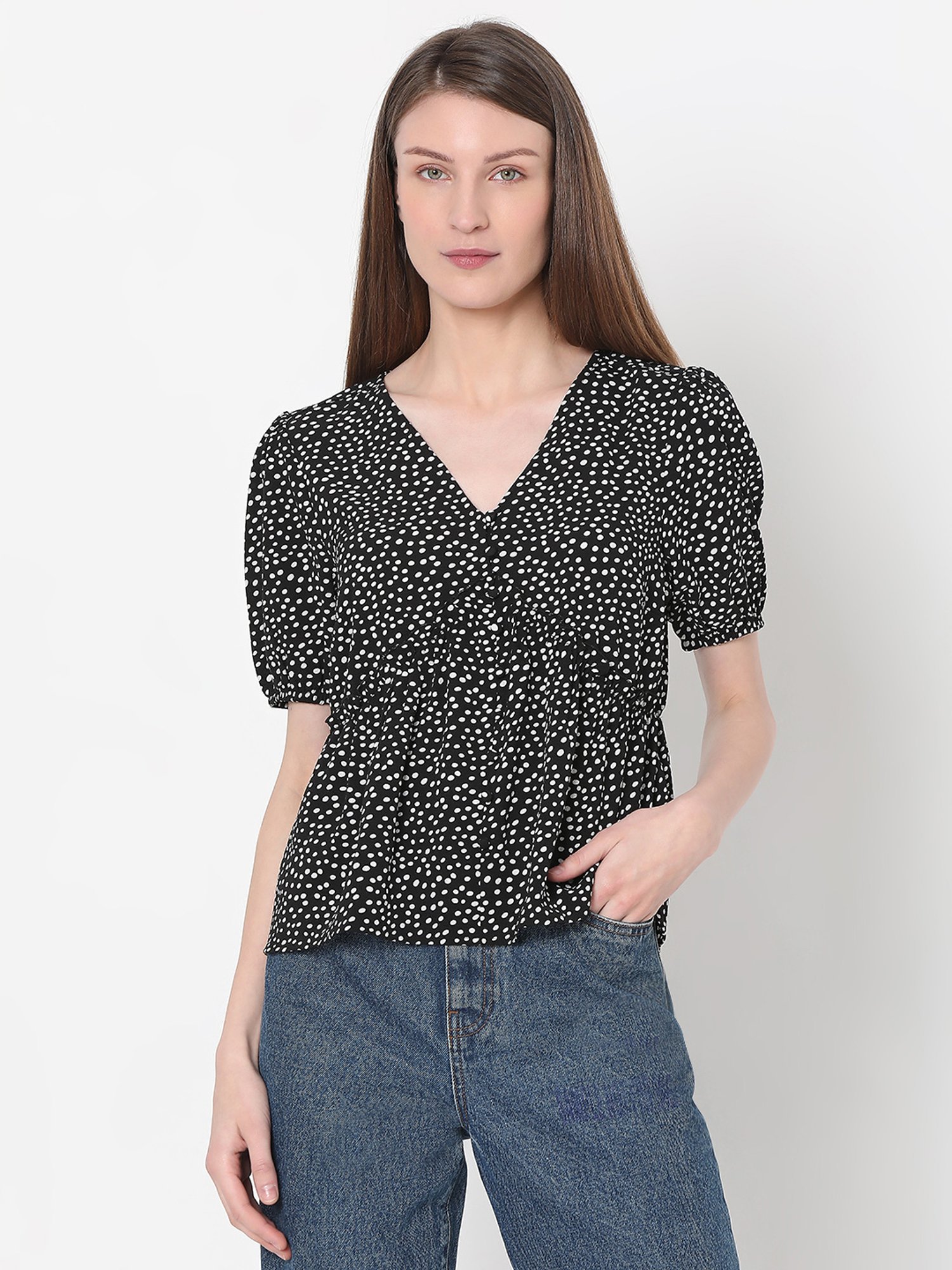 Vero Moda Black & White Printed Top