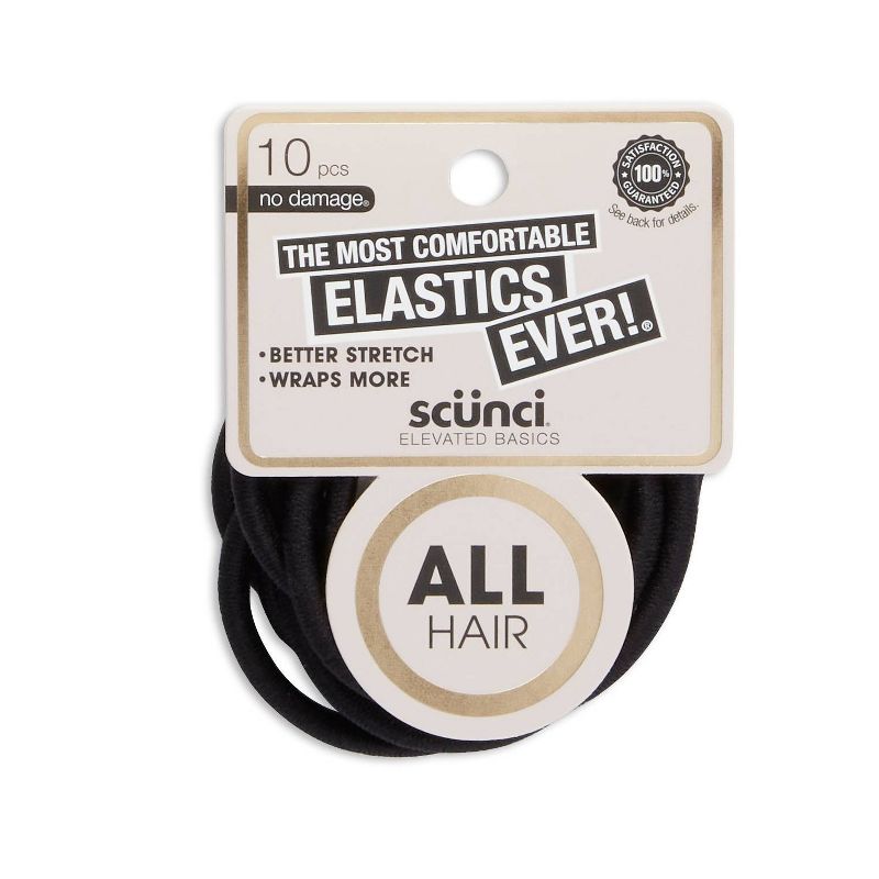 scunci Comfy Elastics - Black - 10pk