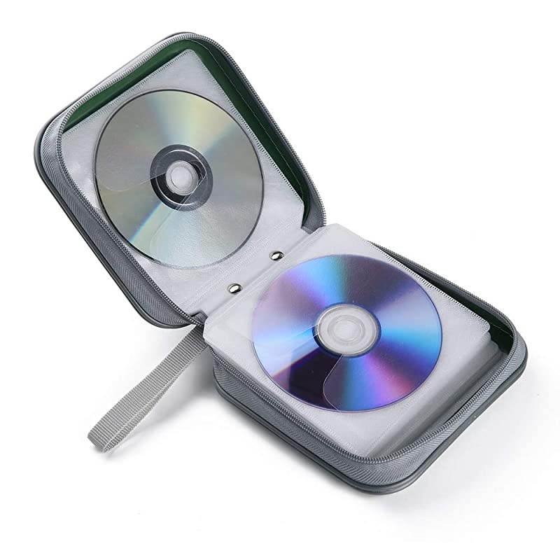 CD Case, 40 Capacity CD DVD Heavy Duty Wallet Storage Organizer Holder VCD Binder Bag Album Booklet (A-Silver)