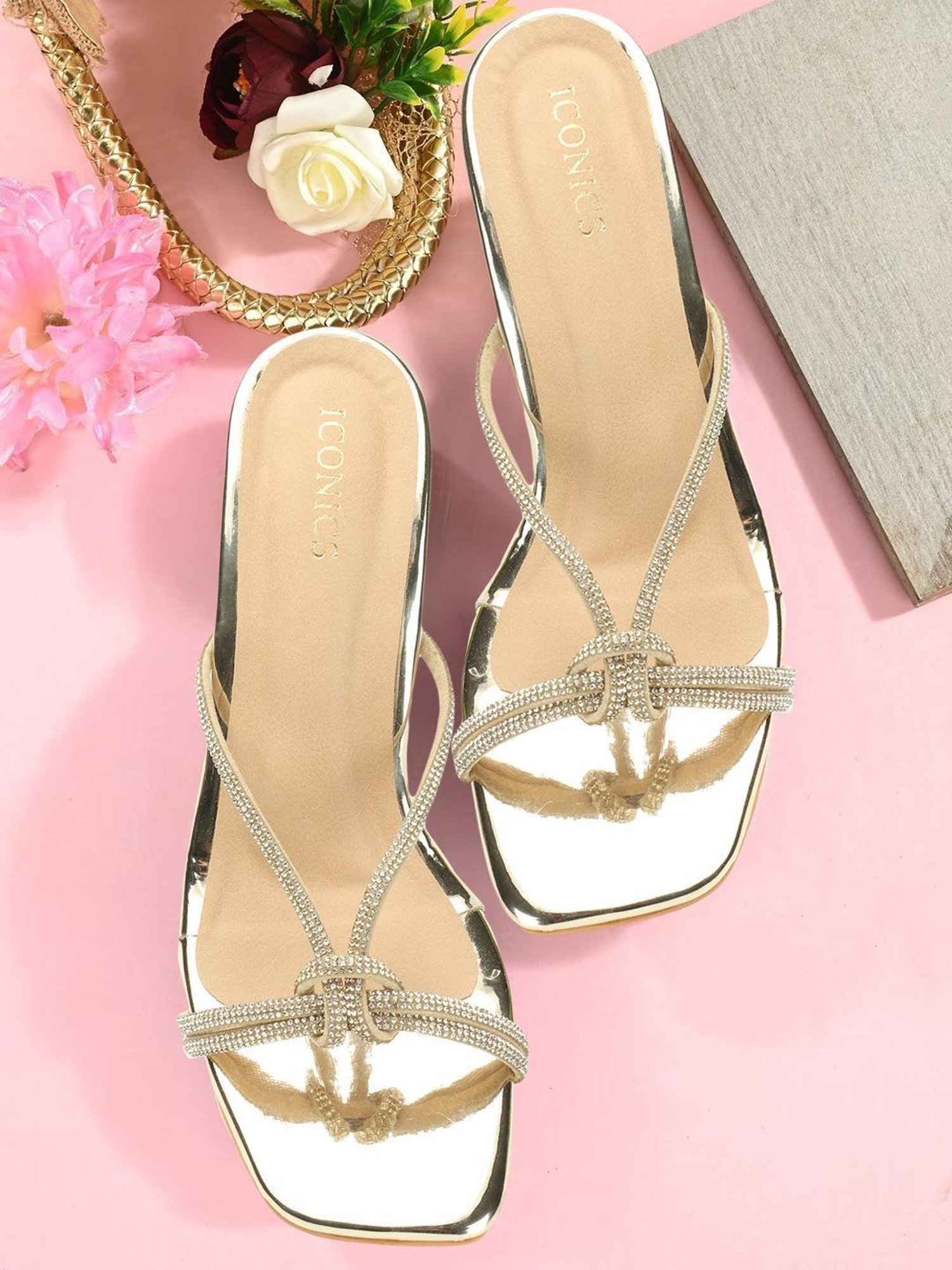 Iconics Women's Golden Casual Sandals