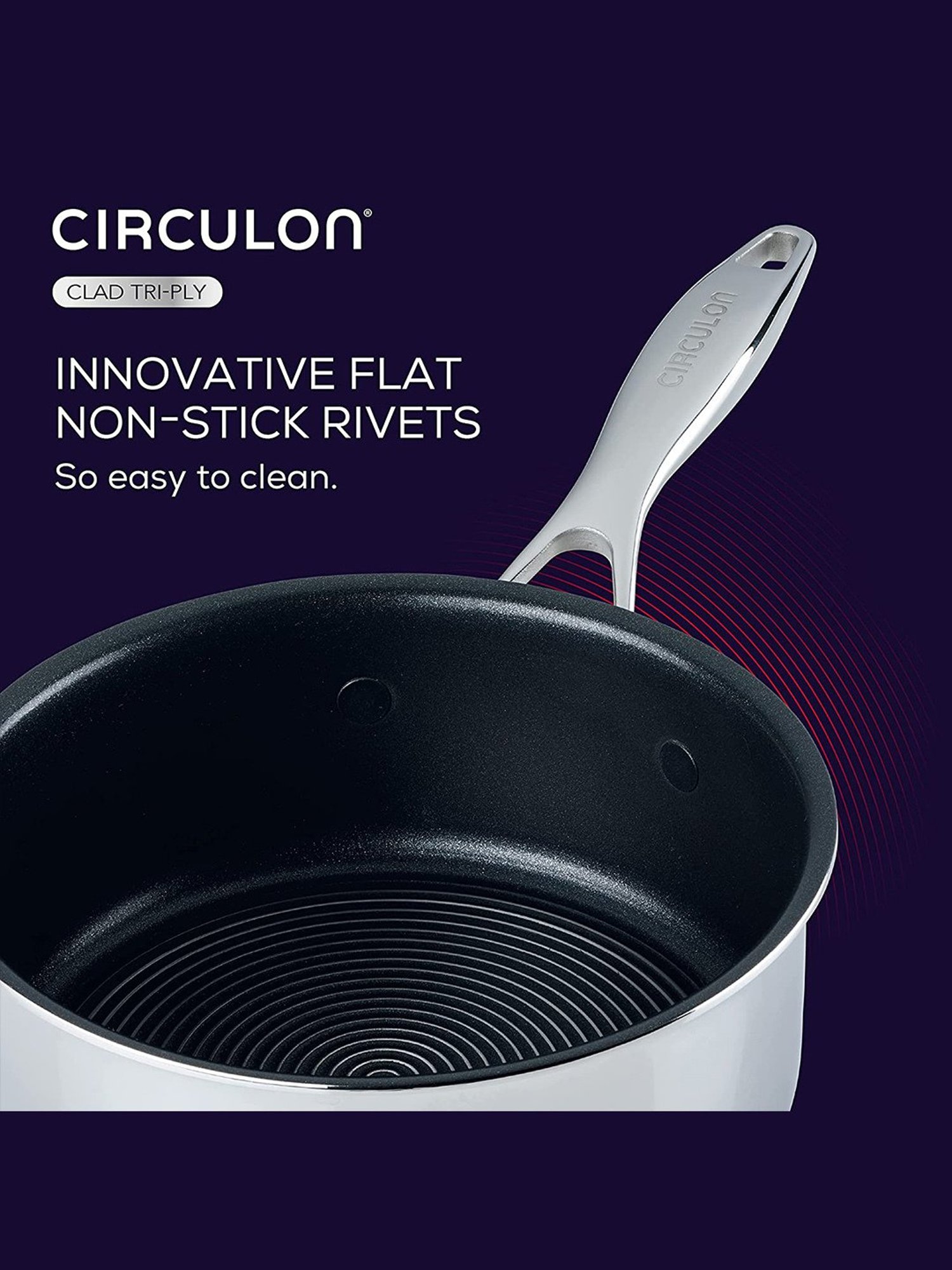 Circulon Silver Stainless Steel Non-Stick Saucepan with Glass Lid (1.5 L)