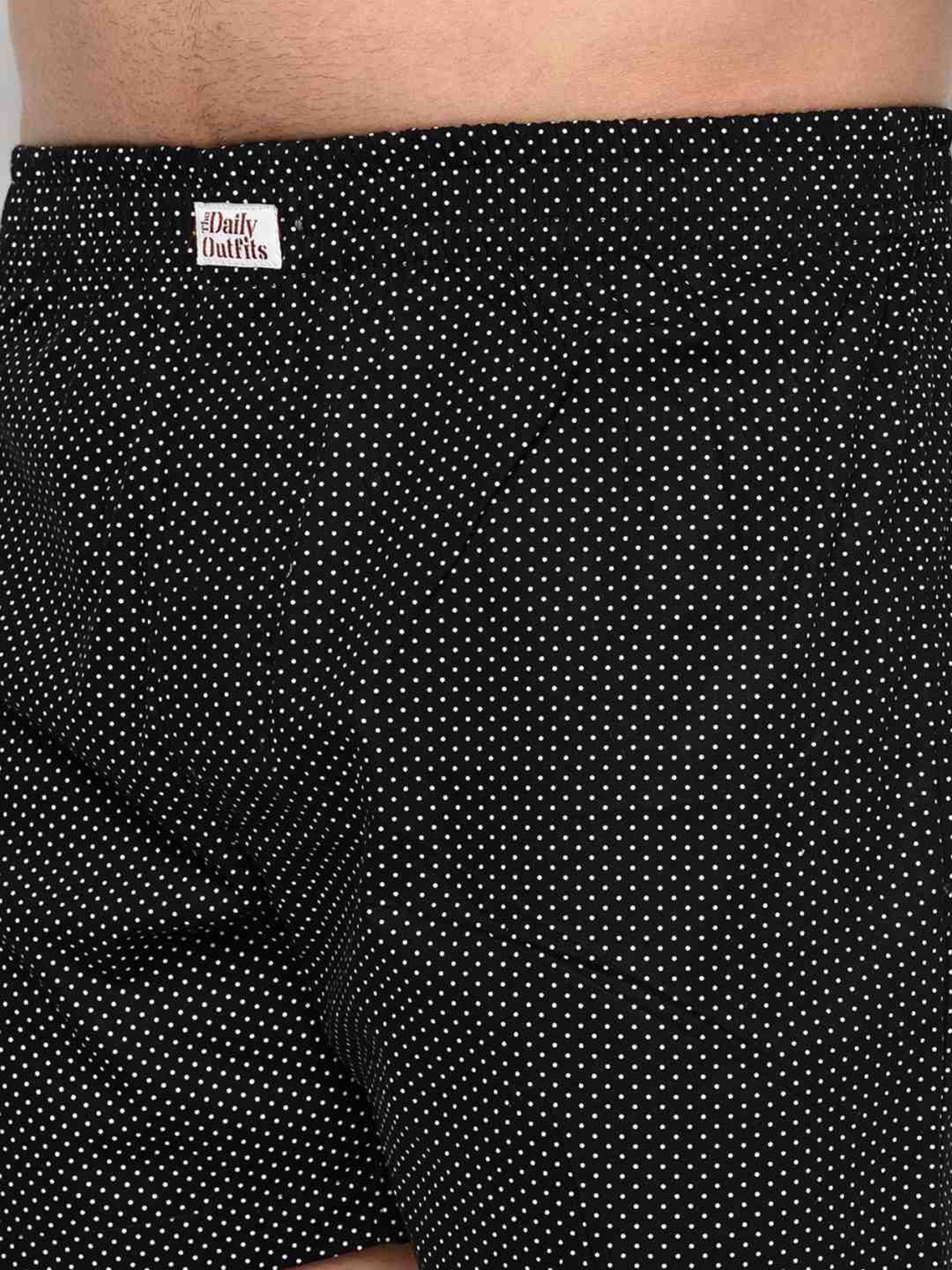 The Daily Outfits Black Cotton Regular Fit Polka Dots Boxers