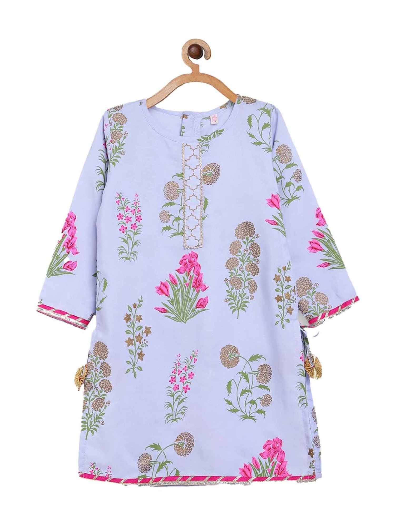 Ahalyaa Kids Blue Printed Kurta & Palazzos