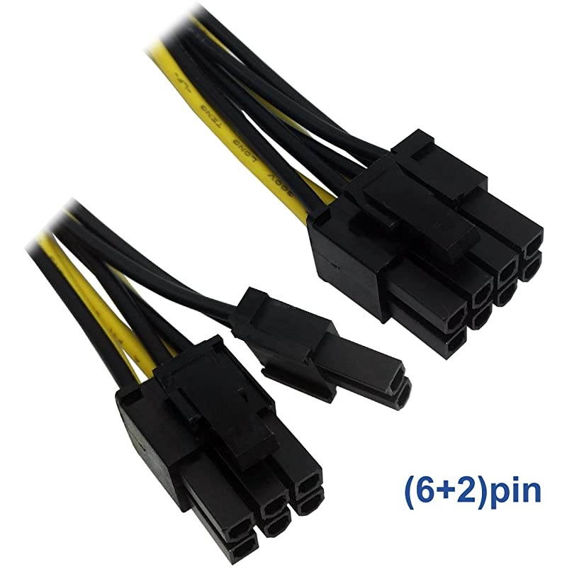 3Pack 8 Pin 6+2 Male PCI Express to 2X Molex Power Adapter Cable 9inch23cm