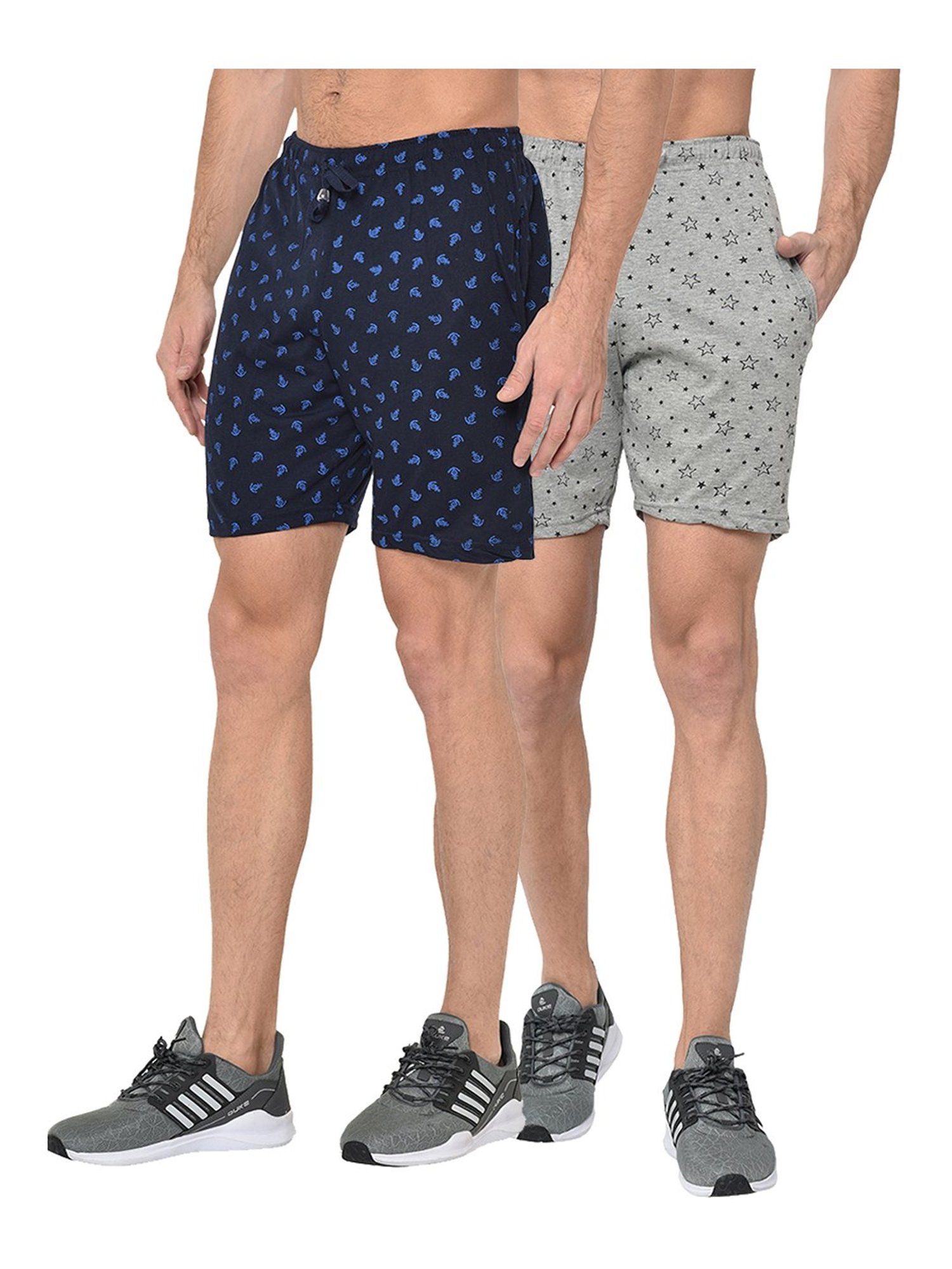 Vimal Jonney Navy & Grey Regular Fit Shorts - Pack of 2