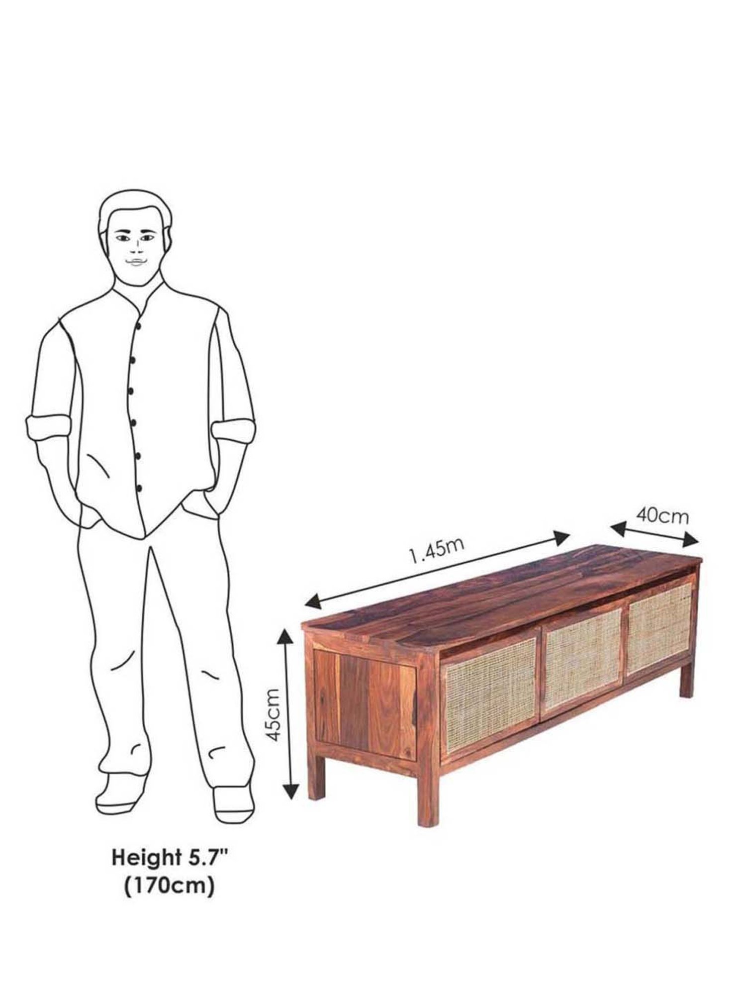 Fabindia Brown & Beige Sheesham Wood Textured Cabinet