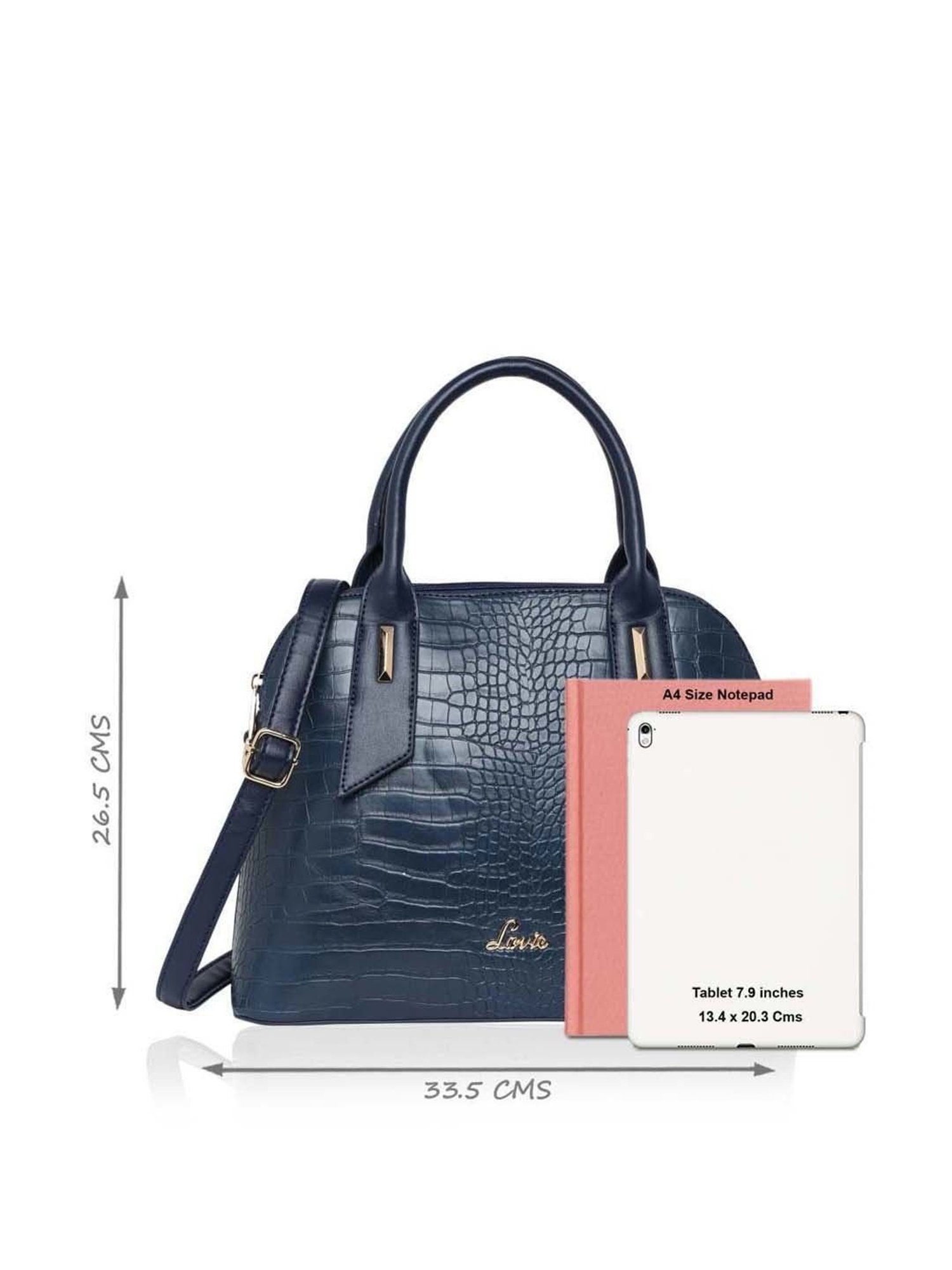 Lavie Navy Textured Large Handbag