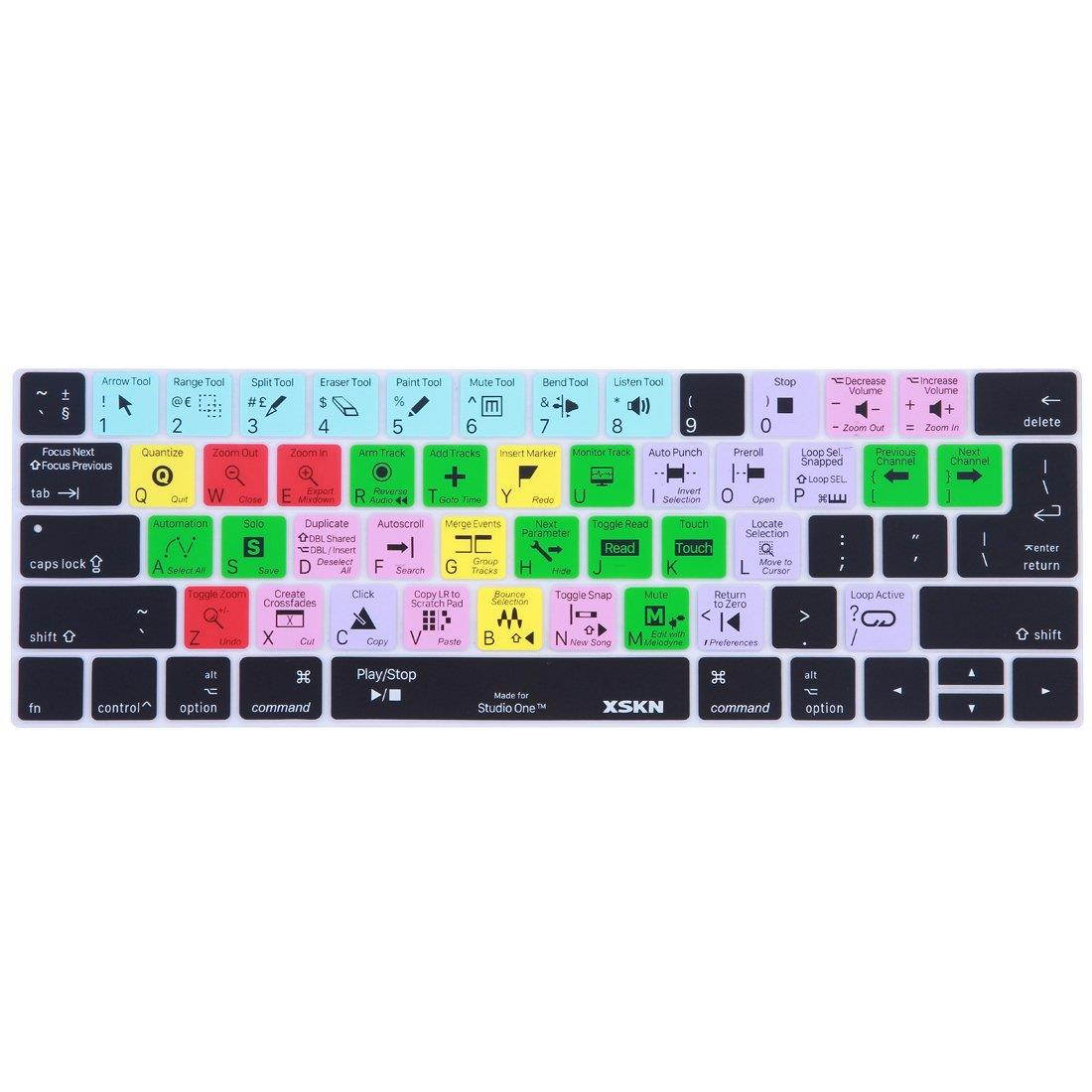 XSKN 2016 New Shortcut Design Series Keyboard Skin Cover for Touch Bar Models MacBook Pro 13 A1706 and MacBook Pro 15 A1707, US EU Universal Version (Studio One)