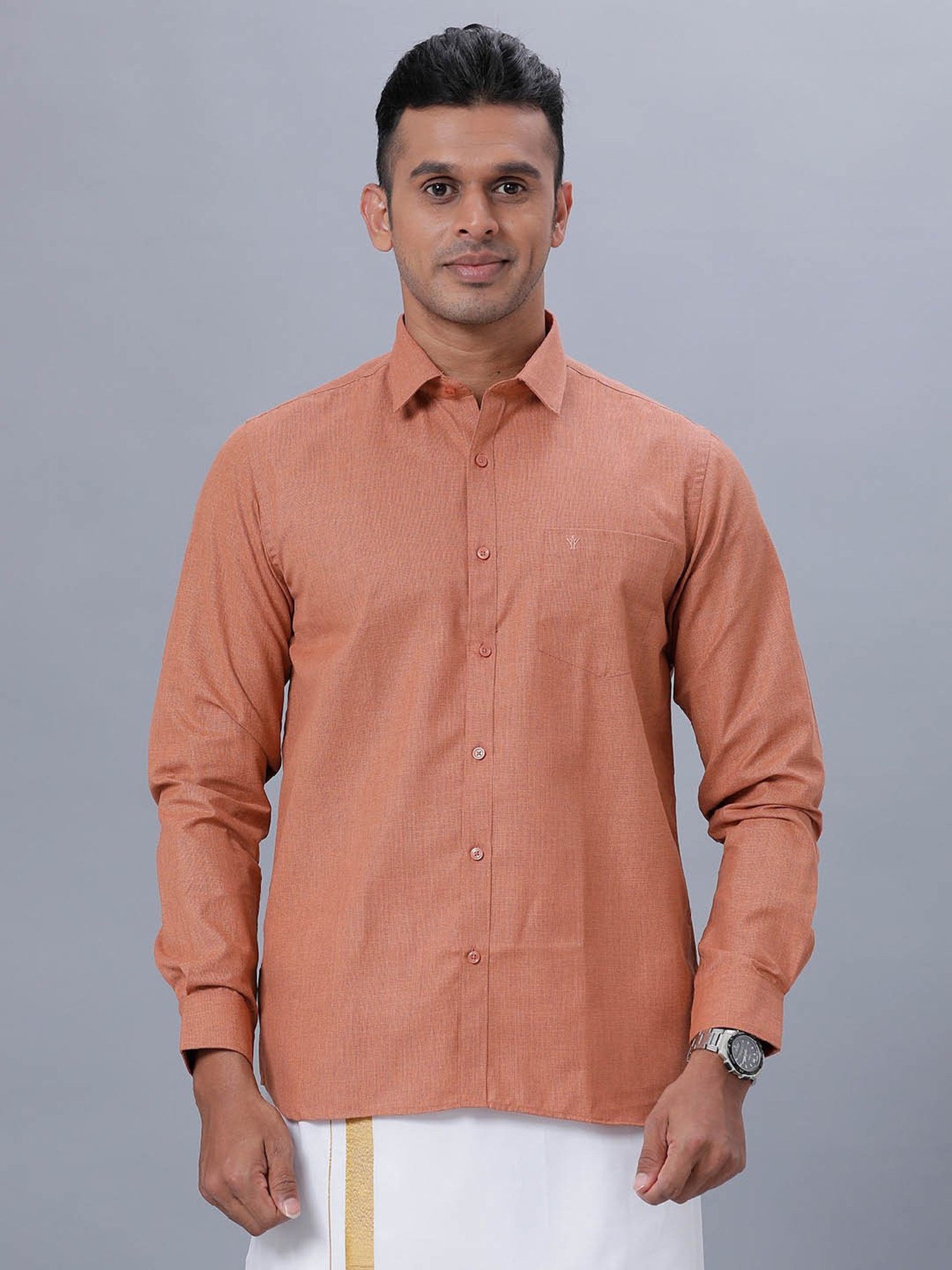 Ramraj Brown Regular Fit Shirt