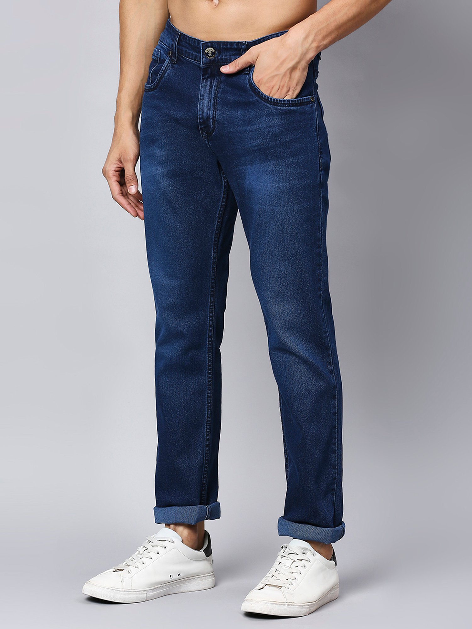 Thomas Scott Blue Regular Fit Lightly Washed Jeans