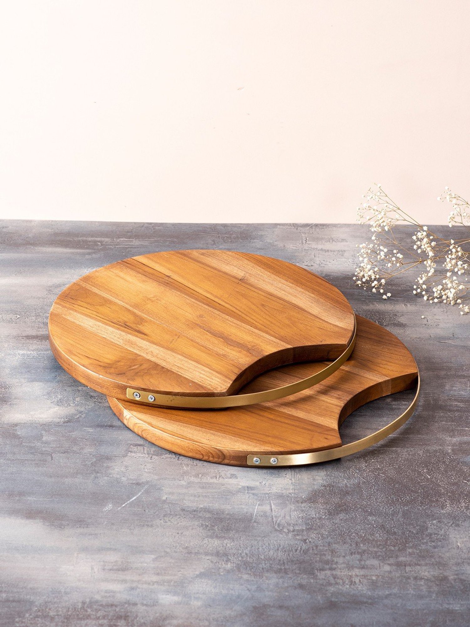 Nestroots Brown Wood Cheese Board - Set of 2
