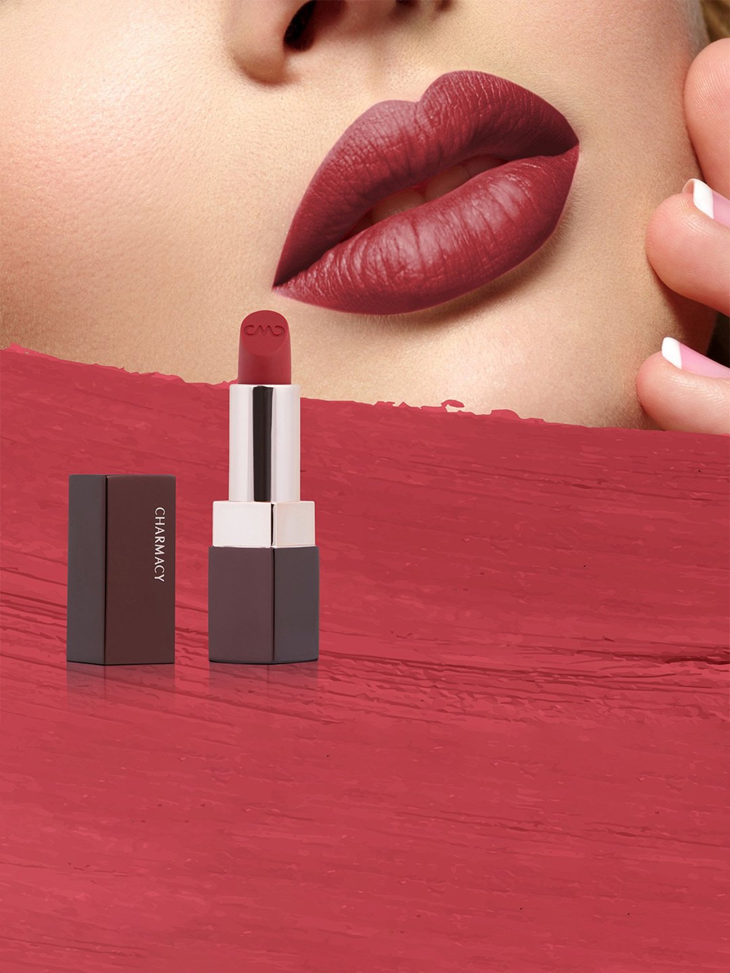 CHARMACY Milano Soft Satin Matte Lipstick Venetian Red 49 - 3.8 gm