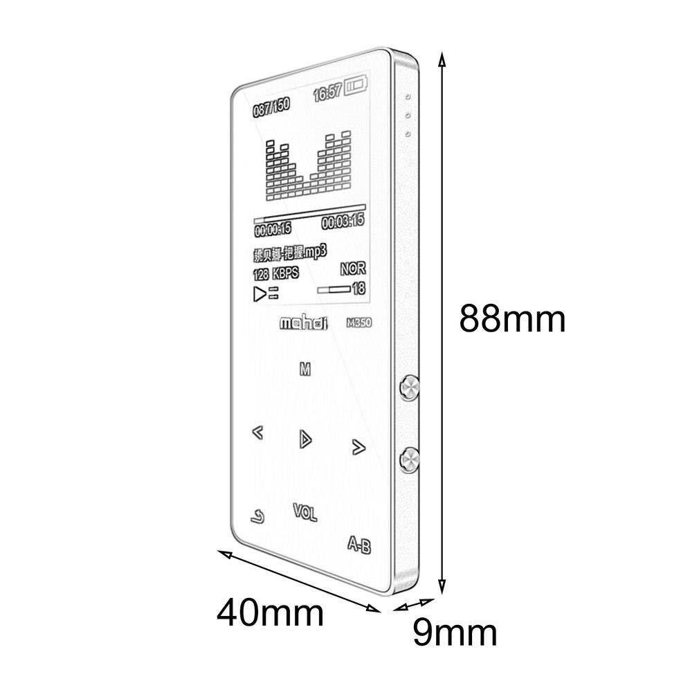 8GB 1.8-Inch Touch Screen MP3 Player HIFI Music Player All-Metal Sports Music Player Support TF Card