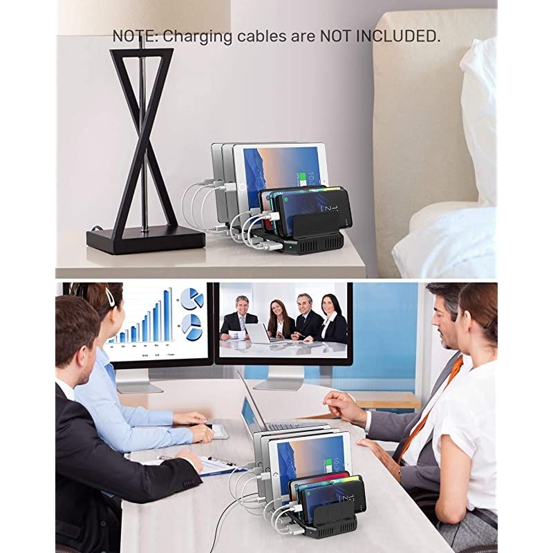 Fast Charging Station with Quick Charge 30 Multi USB Charger Station for Multiple Devices iPhone iPad Tablet KindleBlackUL Certified
