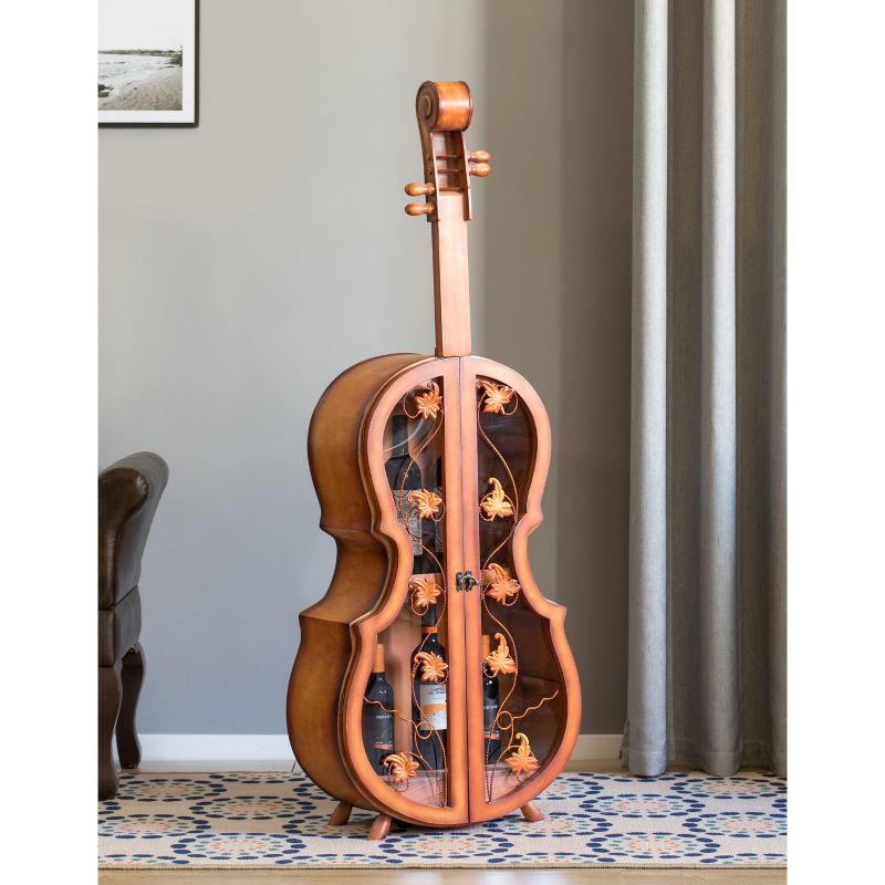 Vintiquewise 4.5 Feet Tall Violin Shaped Cabinet With 2 Shelf and Acrylic Clear Double Door