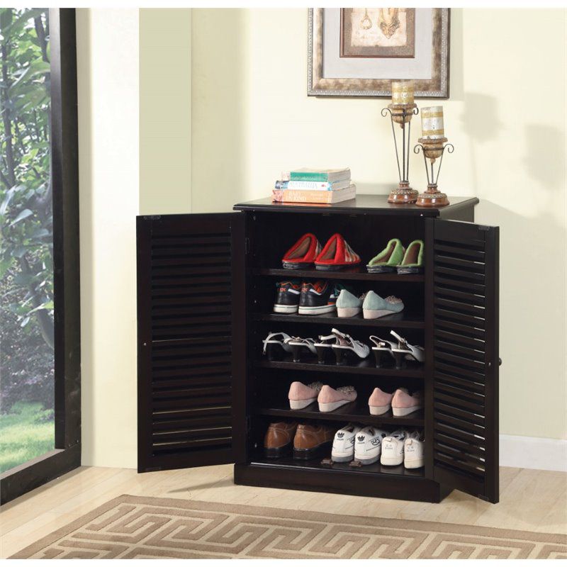 Medley Transitional Wood 5-Shelf Shoe Cabinet in Espresso - Furniture of America
