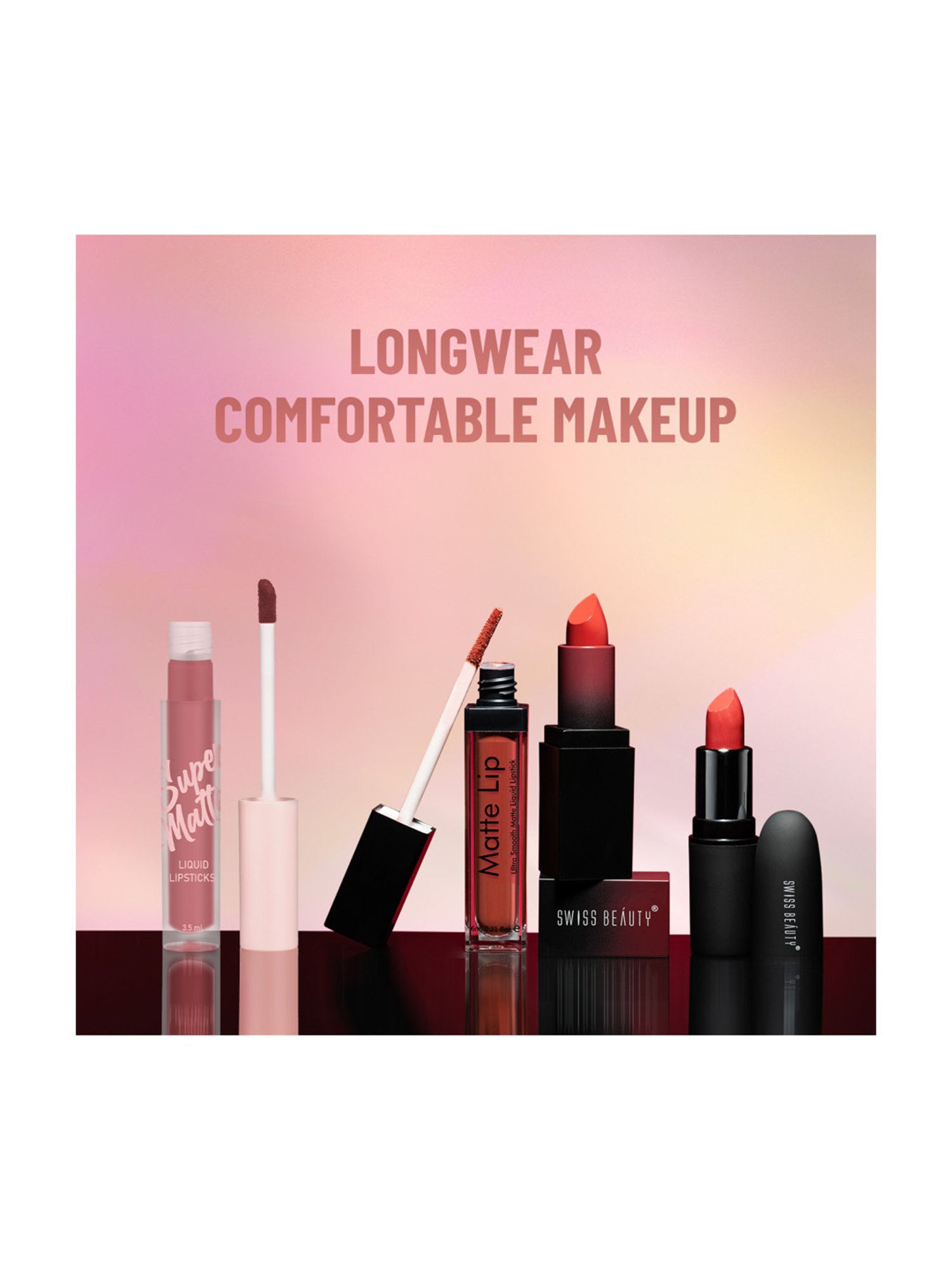 SWISS BEAUTY Super Matte Liquid Lipstick Quine Pink - 3.5 ml