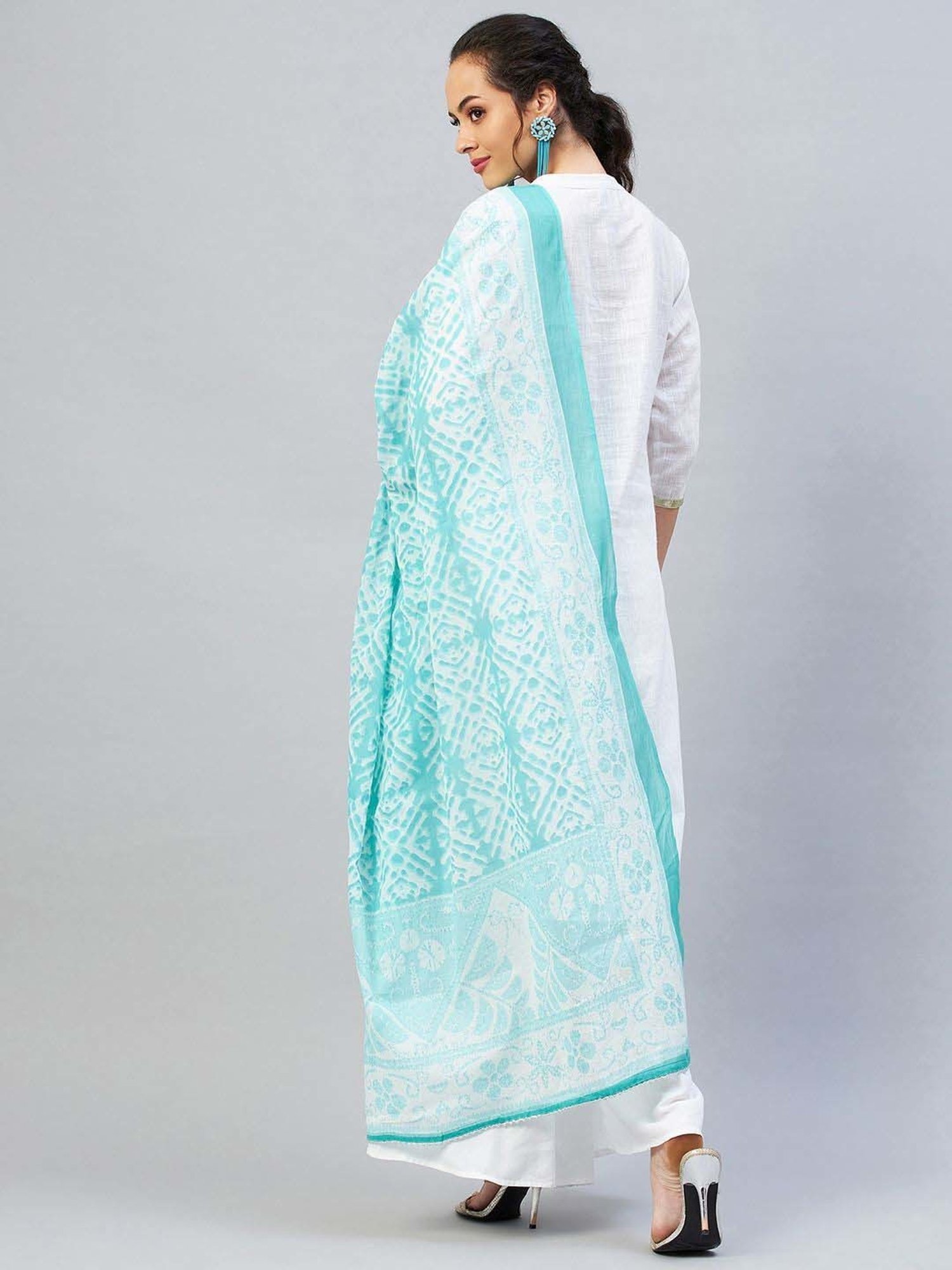 Inweave Blue Printed Dupatta