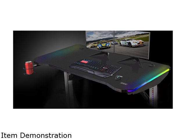 E-WIN 2.0 Edition RGB Gaming Desk with RGB Lights, Smart Wireless Charger, USB Port, Controller Stand And Cup Holder