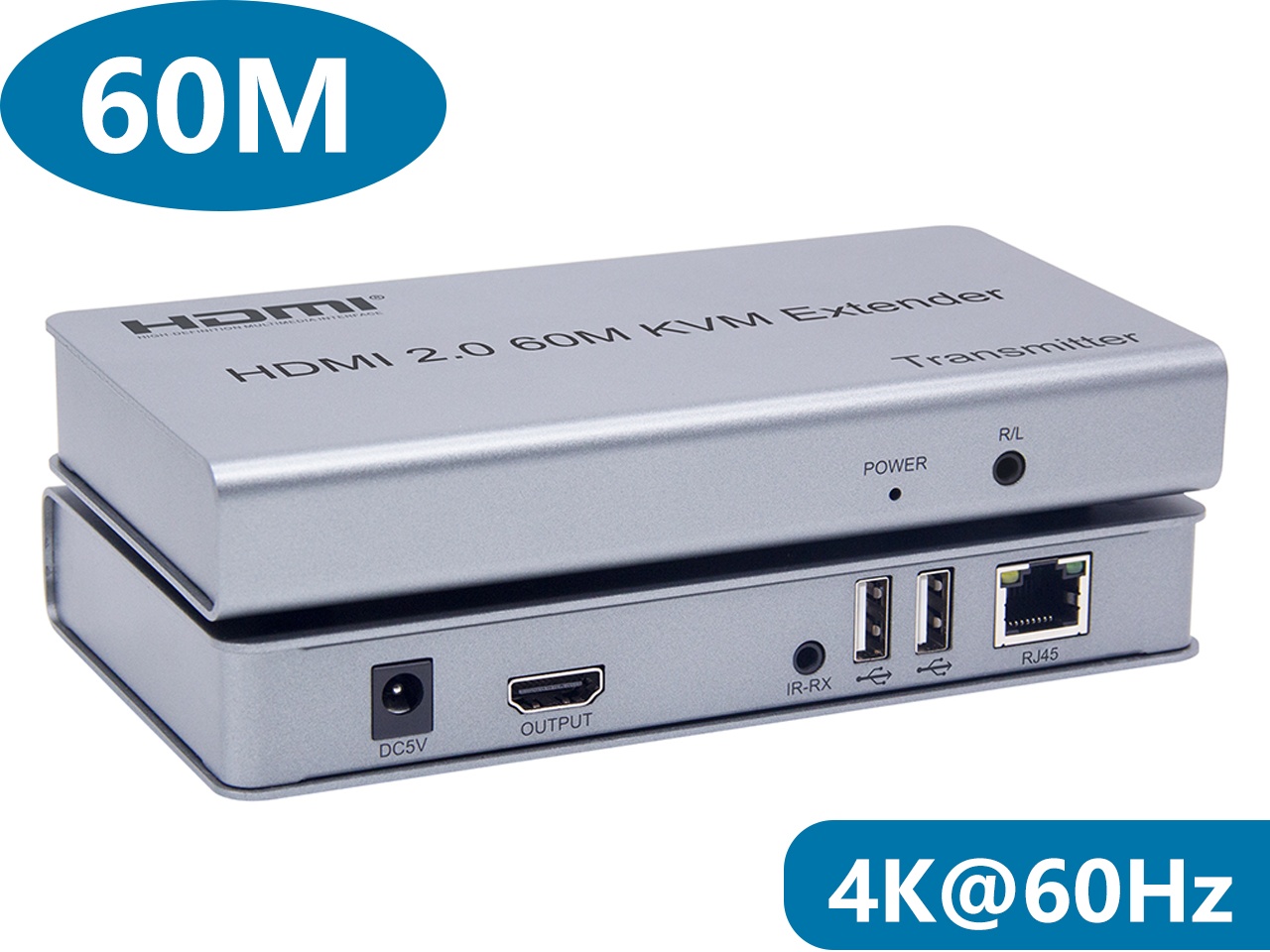 HDMI KVM USB Extender Over CAT6 Cable Up to 60m (196 feet) Support HDMI 2.0 with 4k@60Hz HDCP2.2 and IR Control