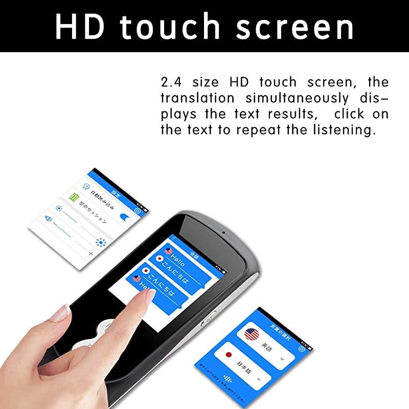 Voice Translator Device with 2.4 Inch IPS Touch Screen 4G WiFi Two Way Real Time Instant Language Translator Support 26 Languages for Learning Travel Shopping Business Black
