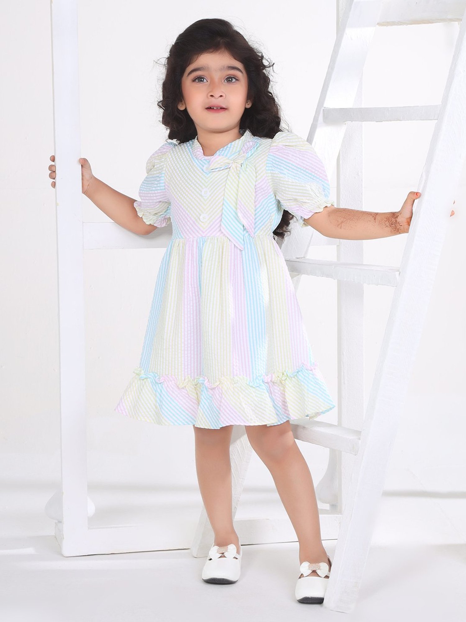 Peppermint Kids Multicolor Striped Dress