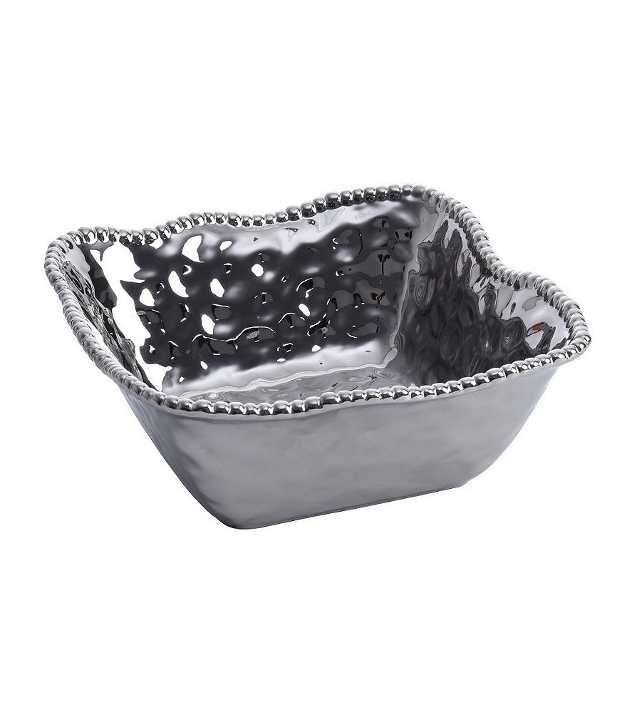 Pampa Bay Verona Porcelain Silver Large Square Salad Bowl