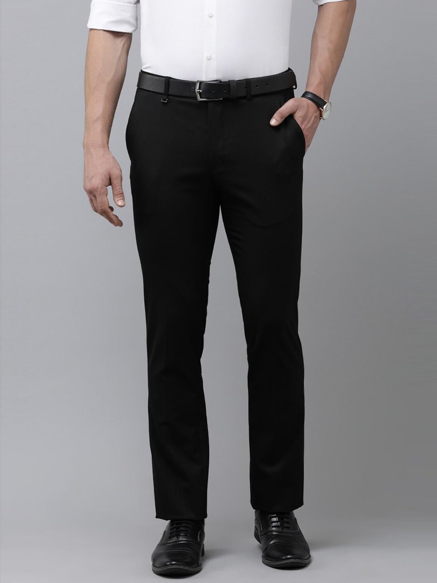 V Dot Black Skinny Fit Trousers